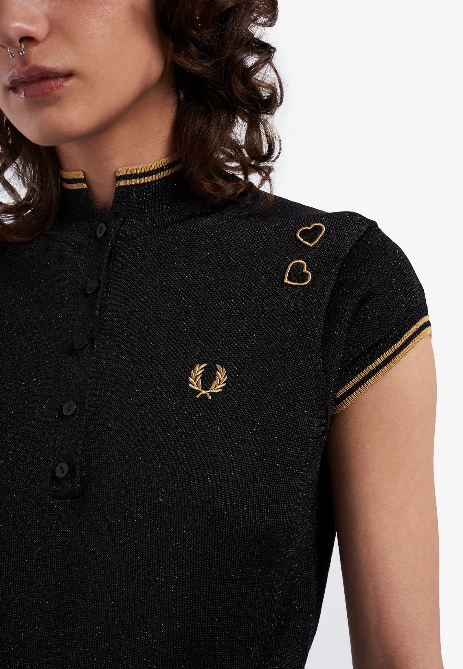 Fred Perry x Amy Winehouse - Metallic Knitted Black - Polo | Women-Image