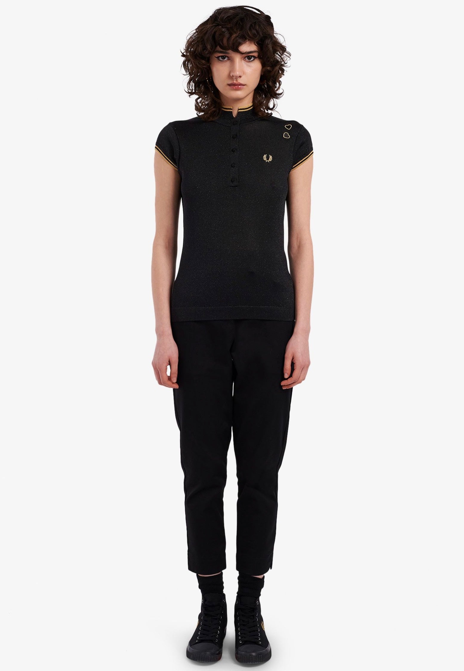 Fred Perry x Amy Winehouse - Metallic Knitted Black - Polo | Women-Image