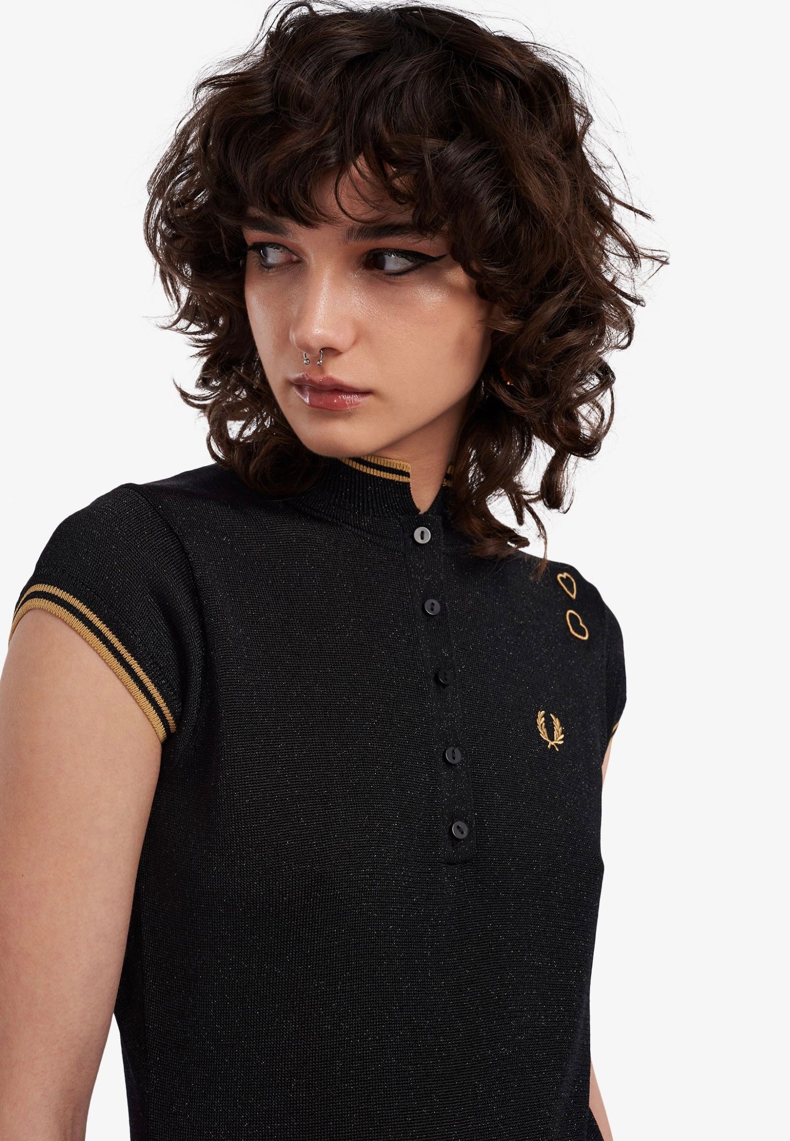 Fred Perry x Amy Winehouse - Metallic Knitted Black - Polo | Women-Image