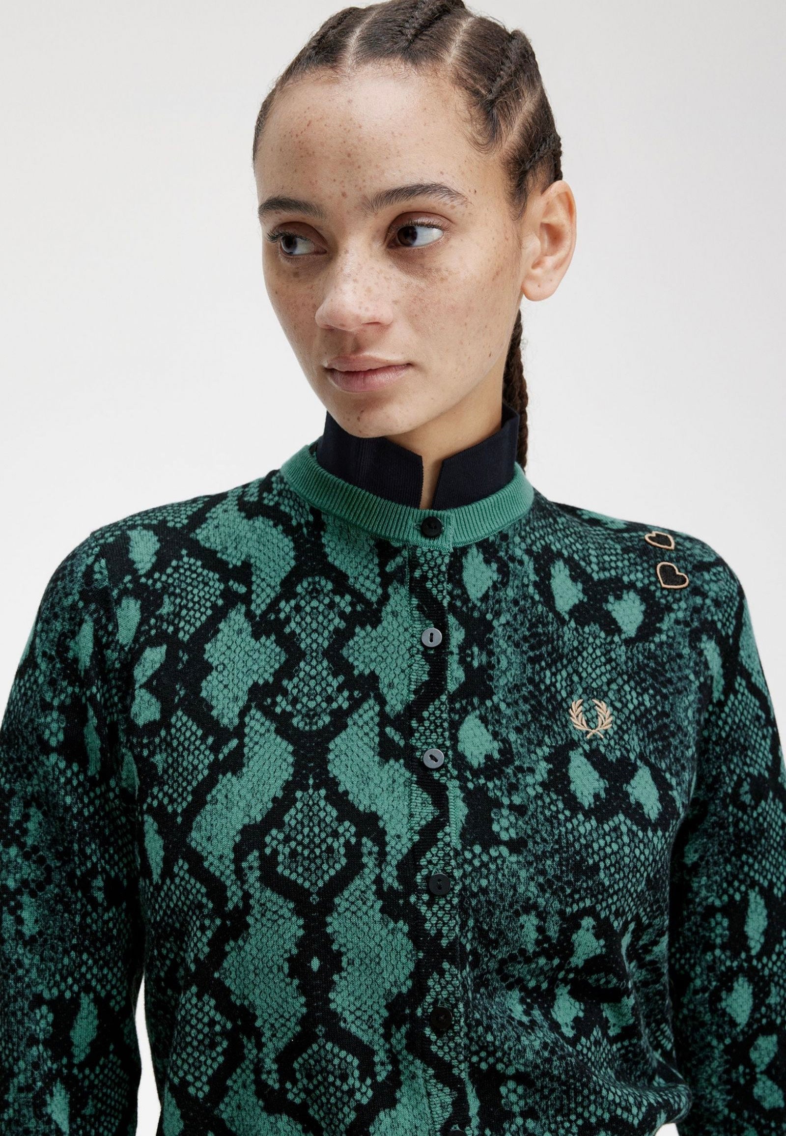 Fred Perry x Amy Winehouse - Snake Print Deep Mint - Cardigan | Women-Image