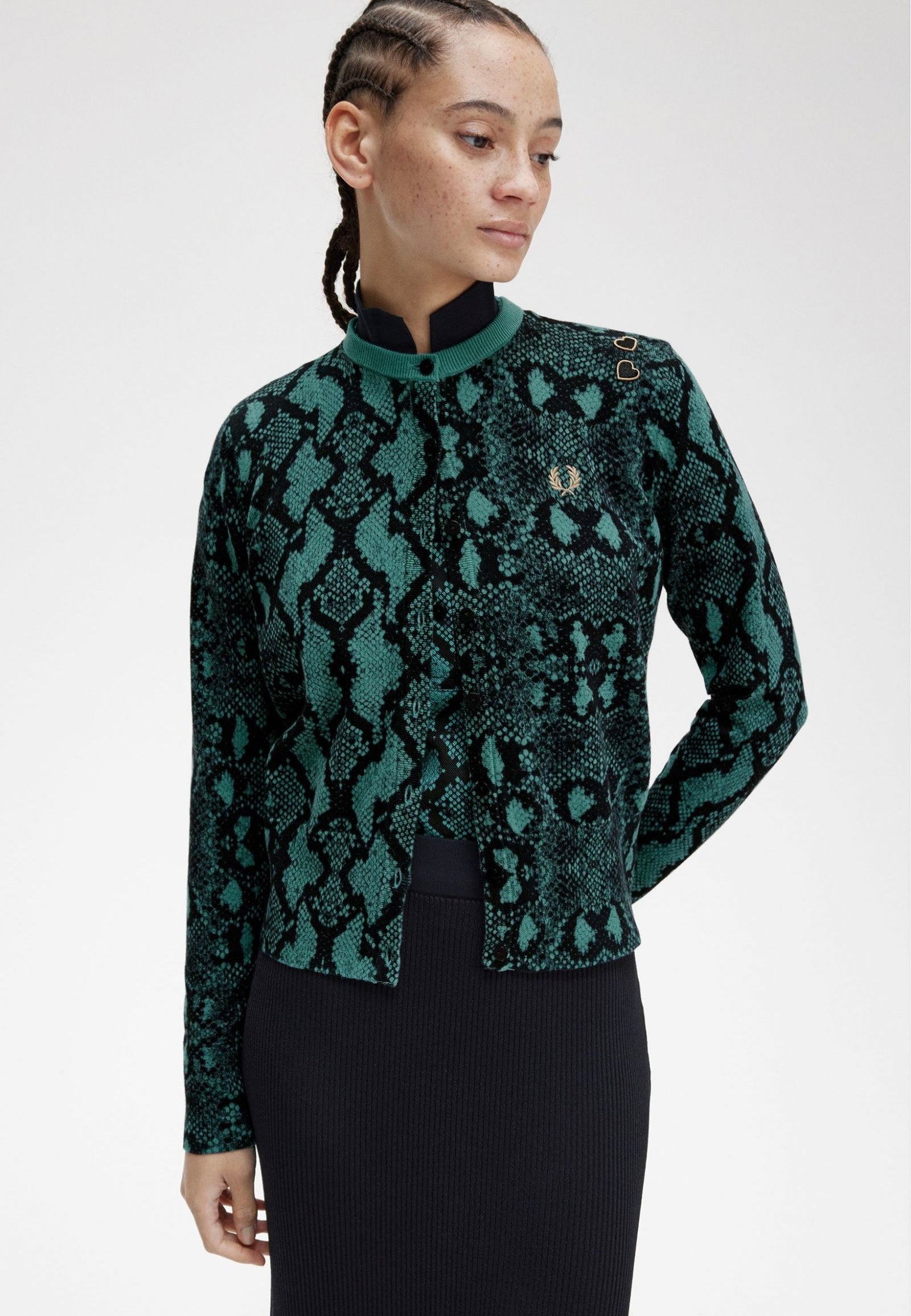 Fred Perry x Amy Winehouse - Snake Print Deep Mint - Cardigan | Women-Image