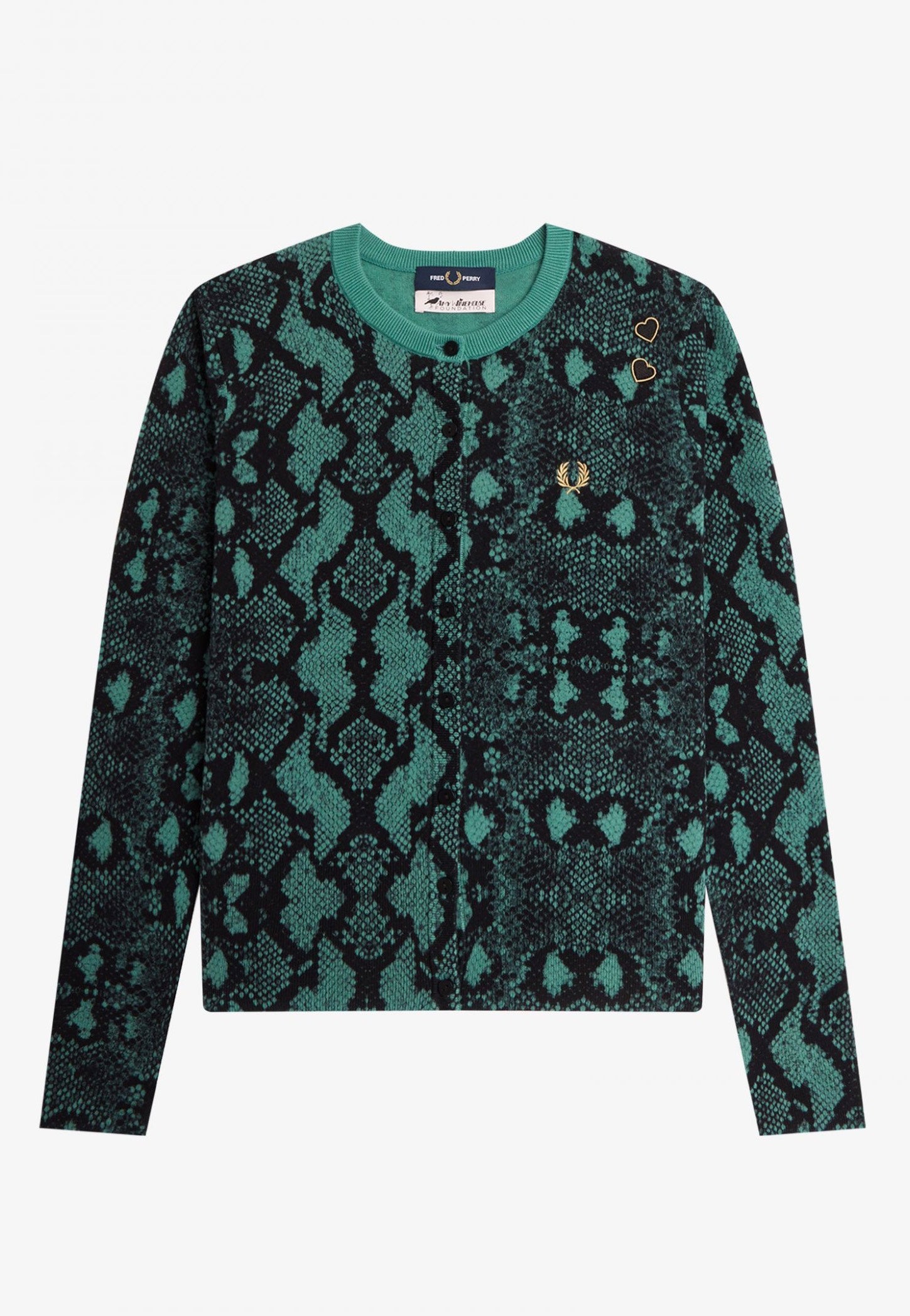 Fred Perry x Amy Winehouse - Snake Print Deep Mint - Cardigan | Women-Image