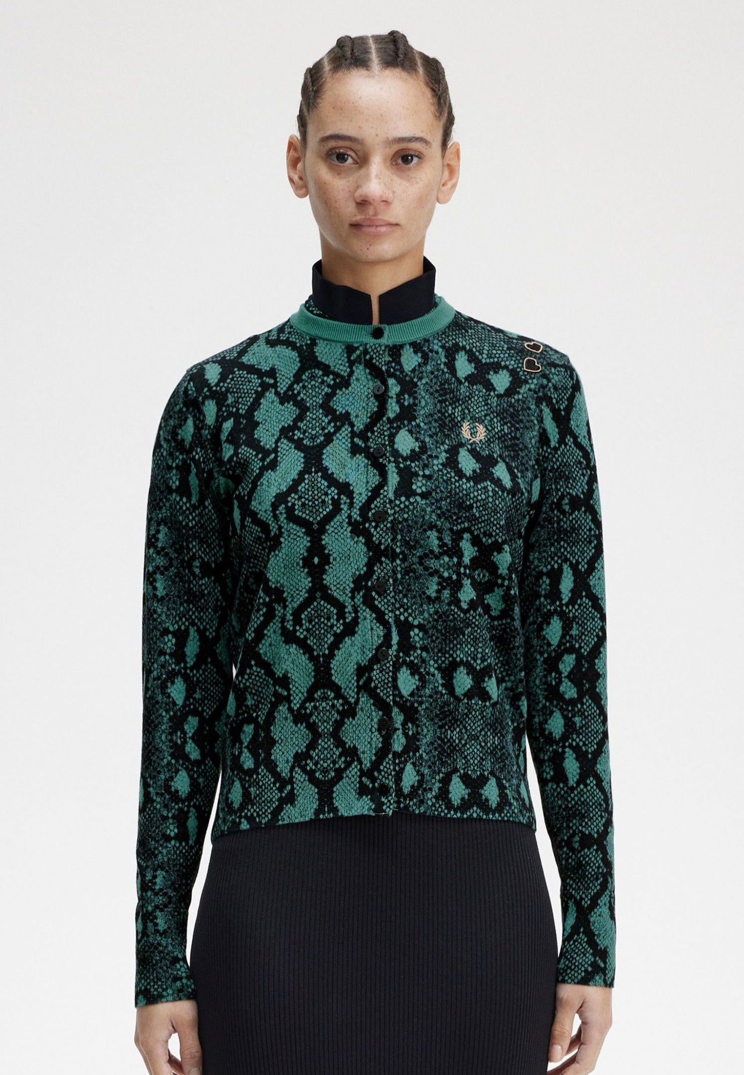 Fred Perry x Amy Winehouse - Snake Print Deep Mint - Cardigan | Women-Image