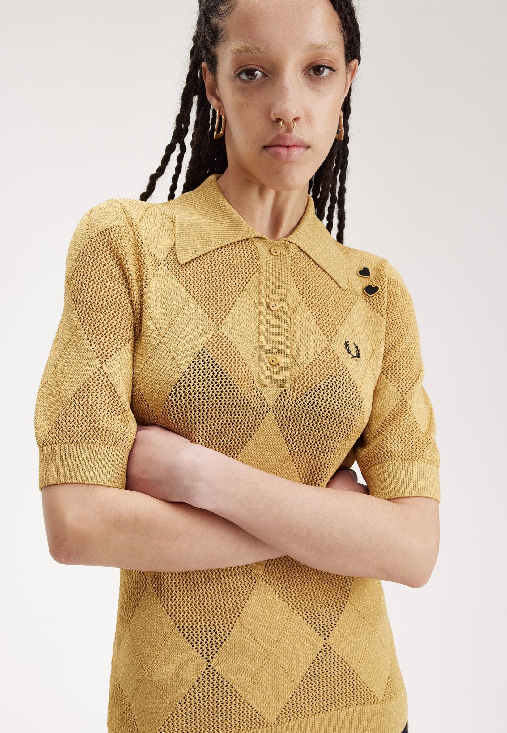 Fred Perry x Amy Winehouse - Argyle Knitted 1964 Gold - Polo | Women-Image