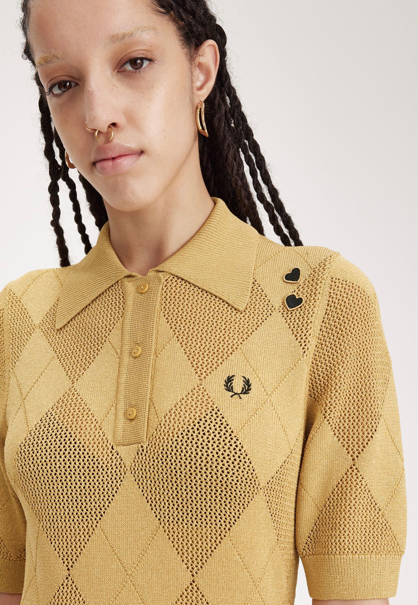 Fred Perry x Amy Winehouse - Argyle Knitted 1964 Gold - Polo | Women-Image