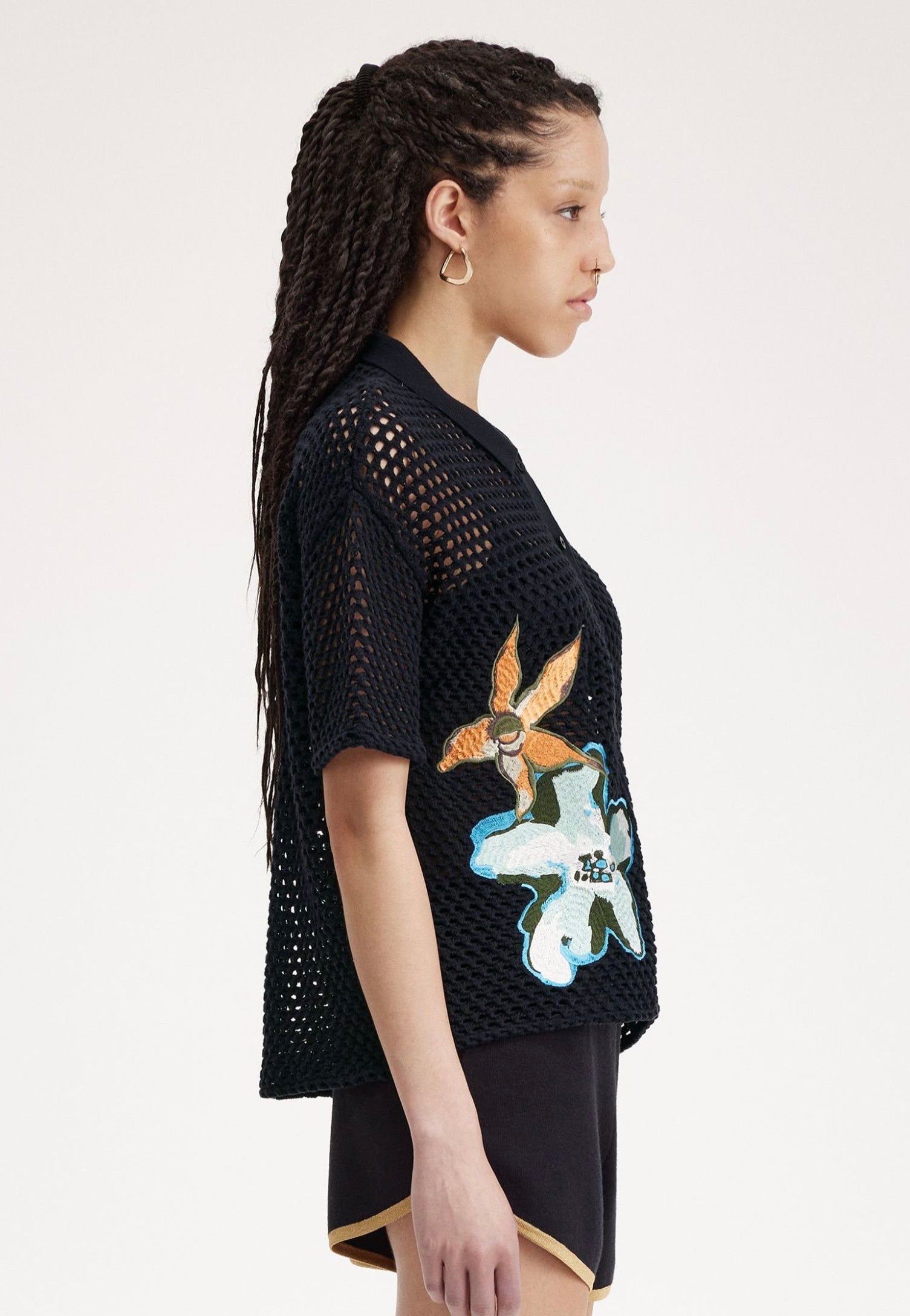 Fred Perry x Amy Winehouse - Embroidered Open Knit Black - Shirt | Women-Image