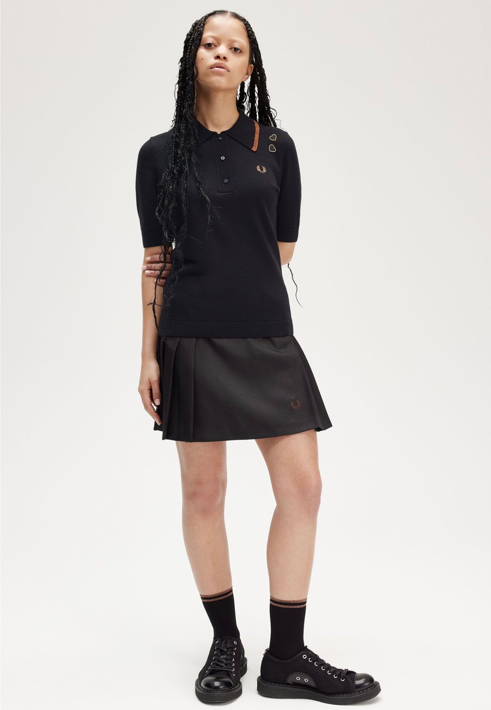 Fred Perry x Amy Winehouse - Metallic Tipped Knitted Black - Polo | Women-Image