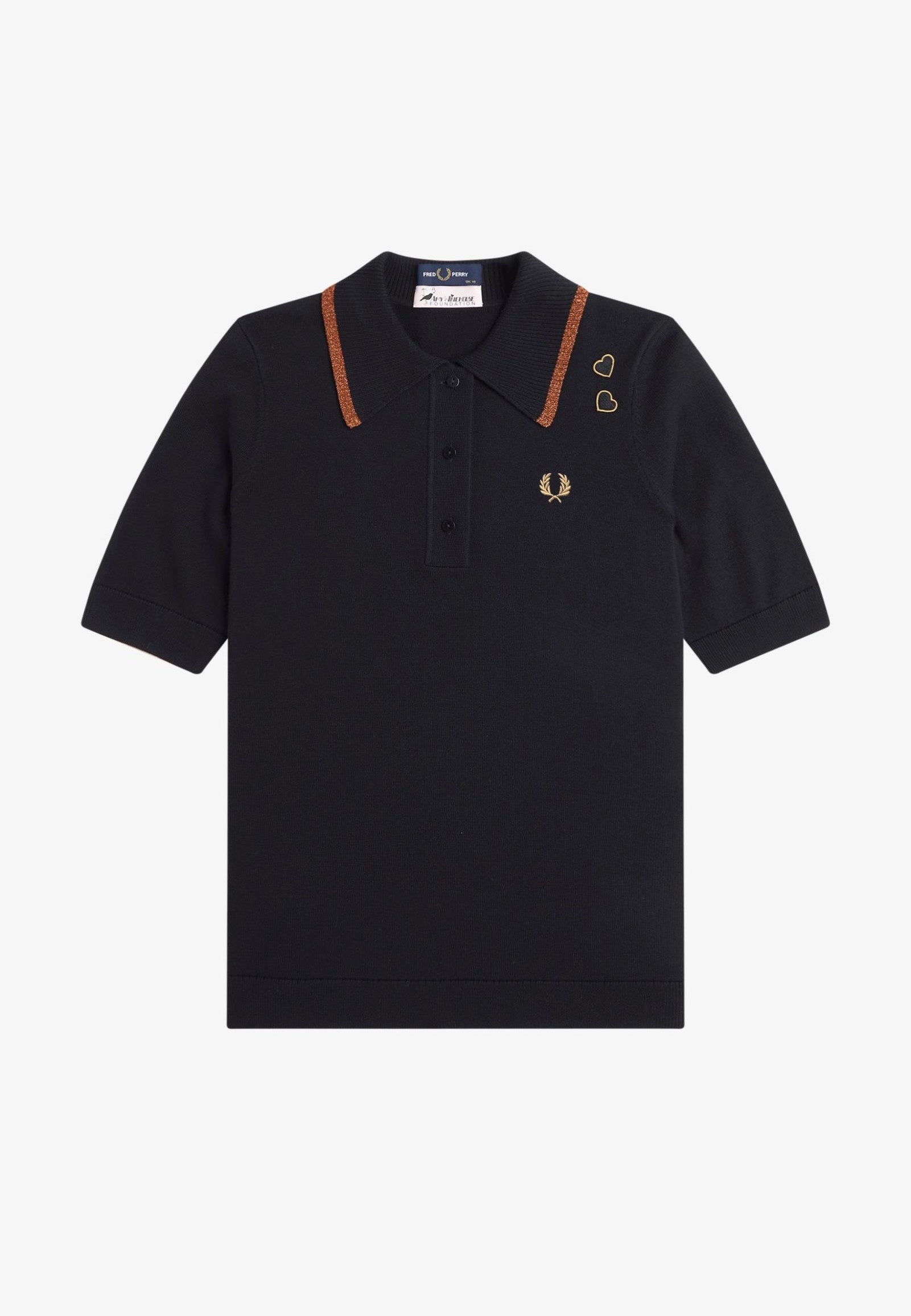 Fred Perry x Amy Winehouse - Metallic Tipped Knitted Black - Polo | Women-Image