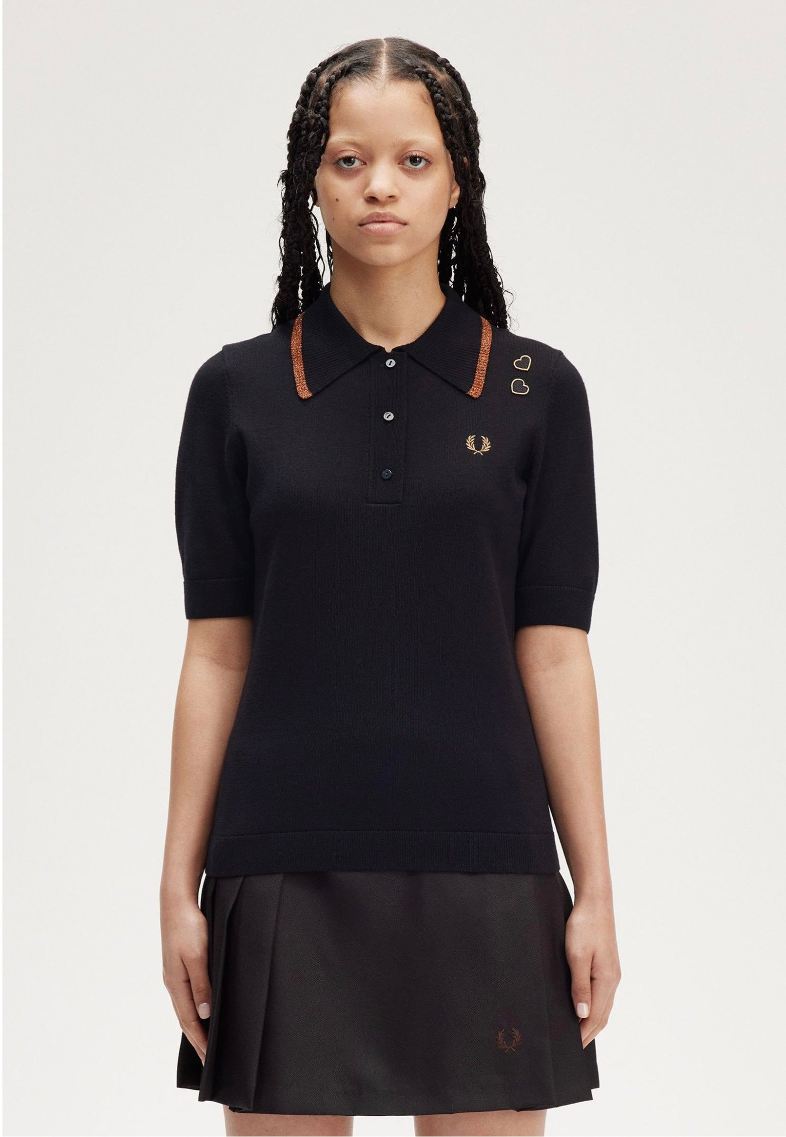 Fred Perry x Amy Winehouse - Metallic Tipped Knitted Black - Polo | Women-Image