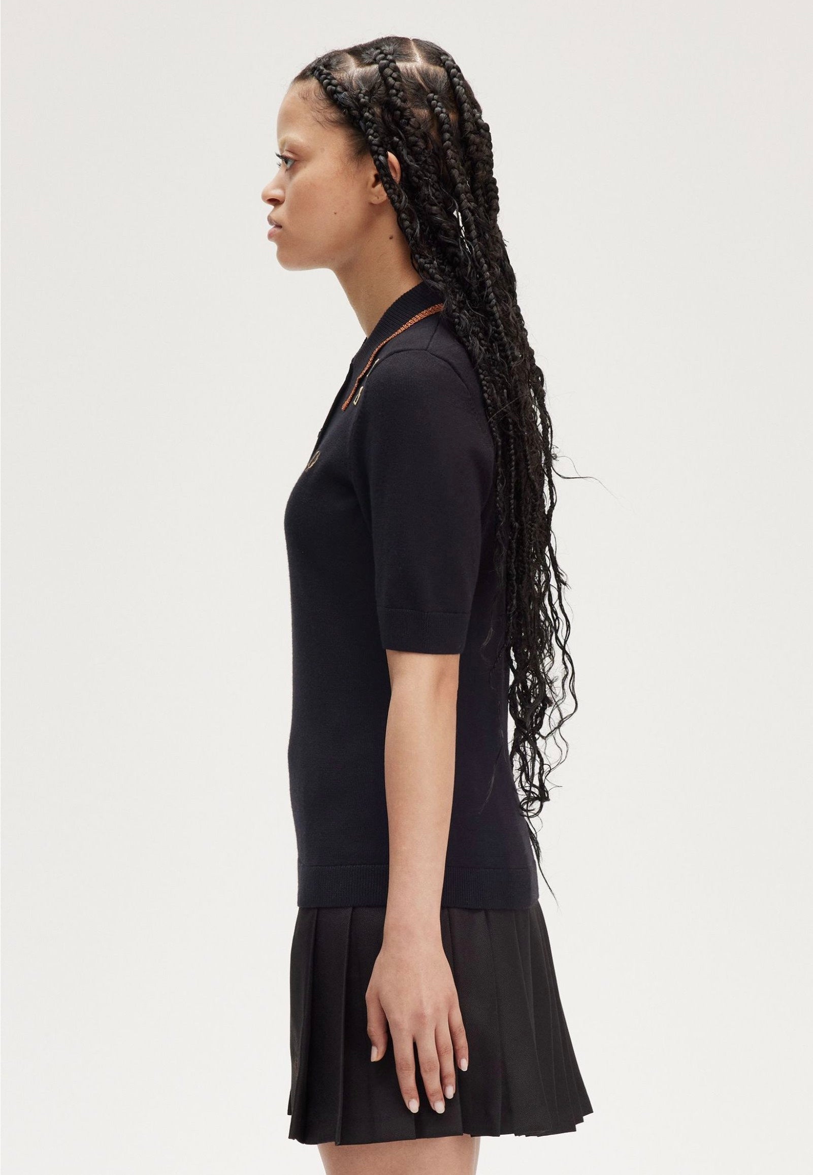 Fred Perry x Amy Winehouse - Metallic Tipped Knitted Black - Polo | Women-Image