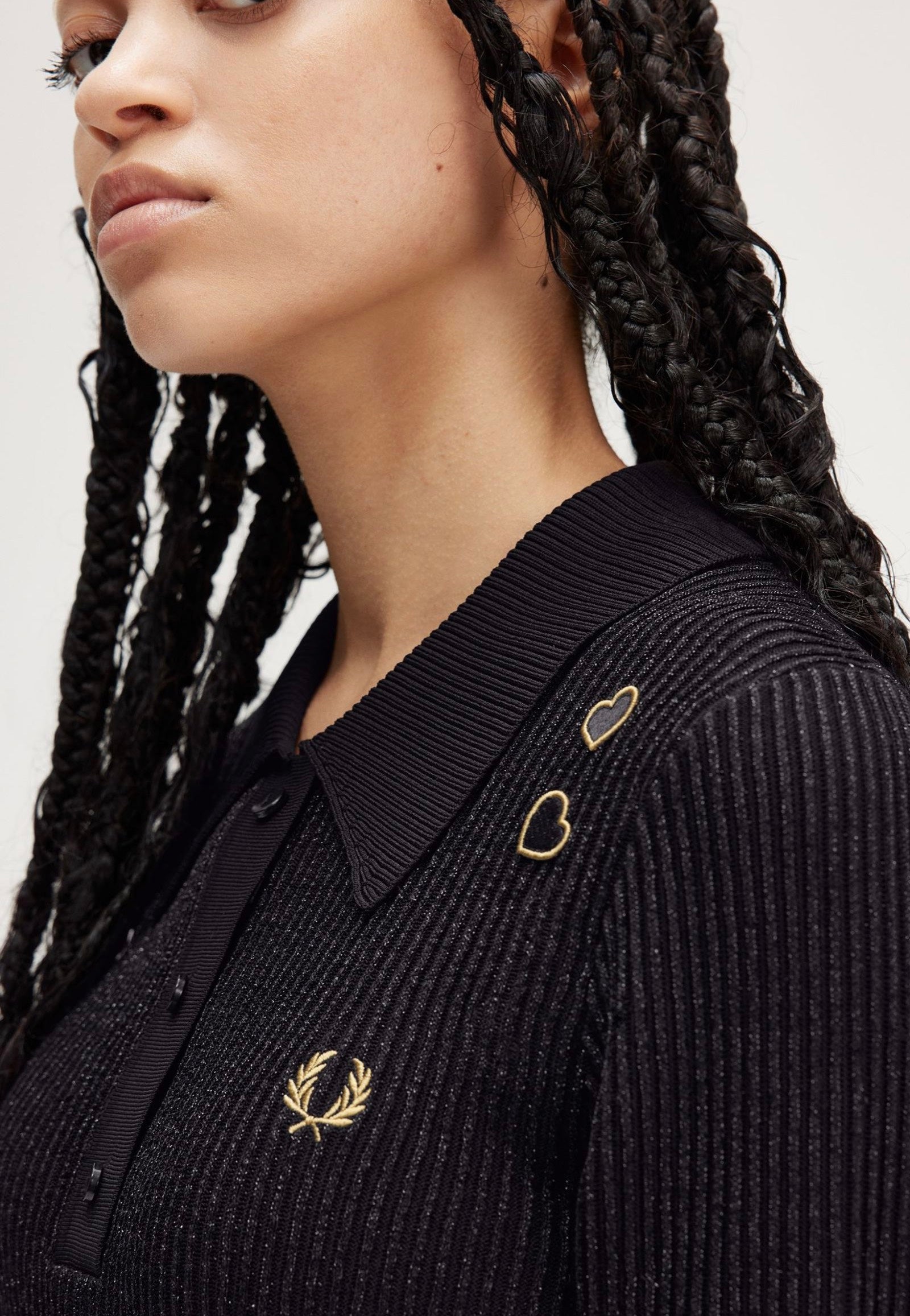 Fred Perry x Amy Winehouse - Metallic Ribbed Knitted Black - Longsleeve | Women-Image