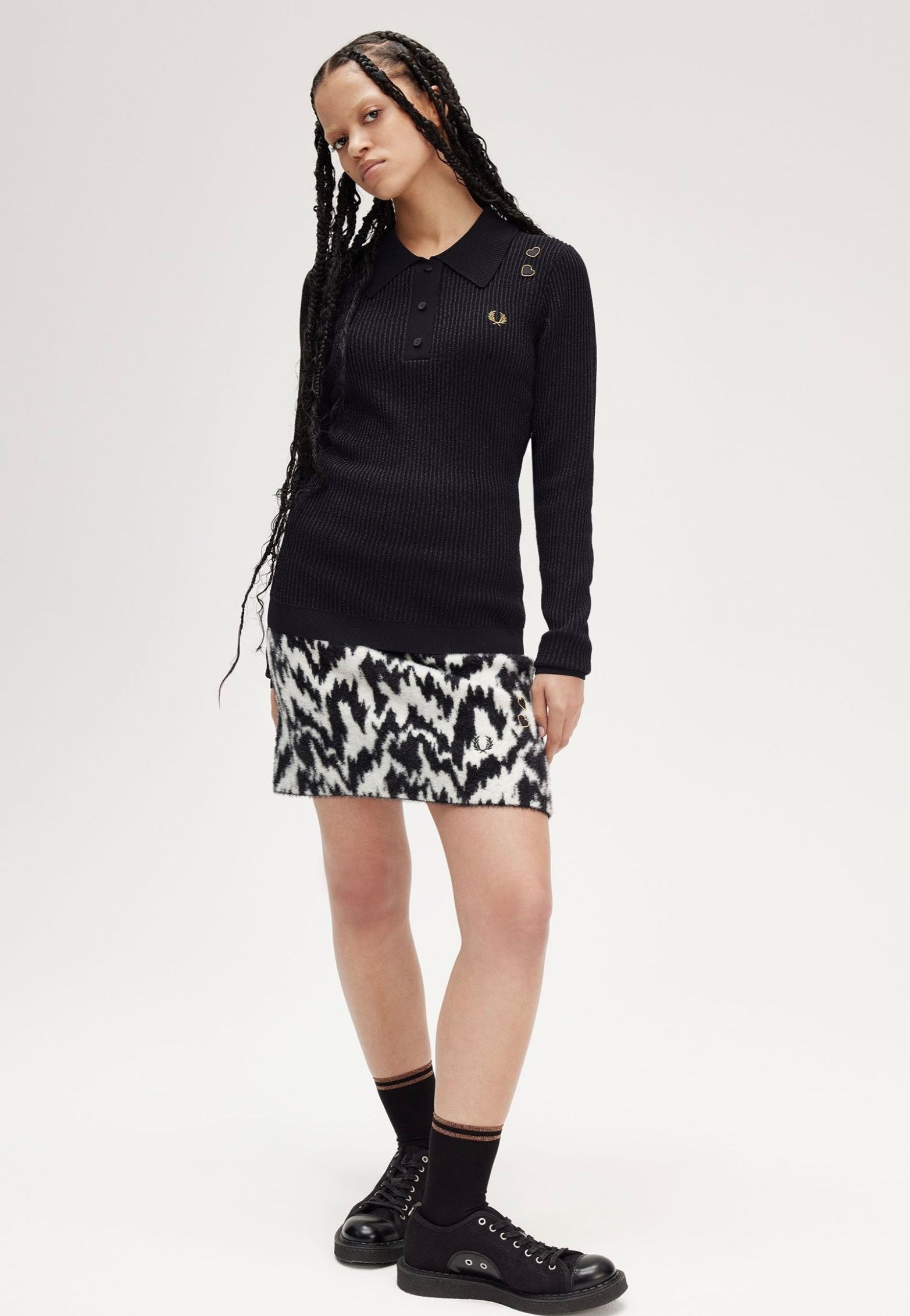 Fred Perry x Amy Winehouse - Metallic Ribbed Knitted Black - Longsleeve | Women-Image