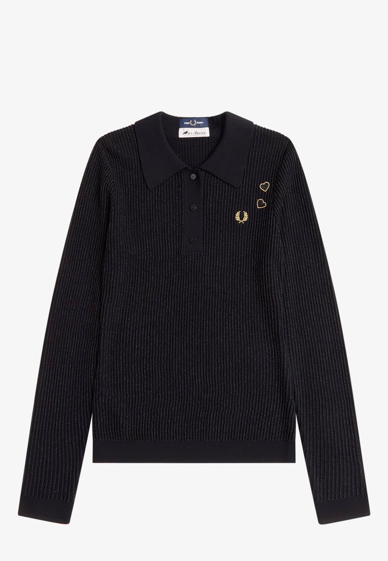 Fred Perry x Amy Winehouse - Metallic Ribbed Knitted Black - Longsleeve | Women-Image