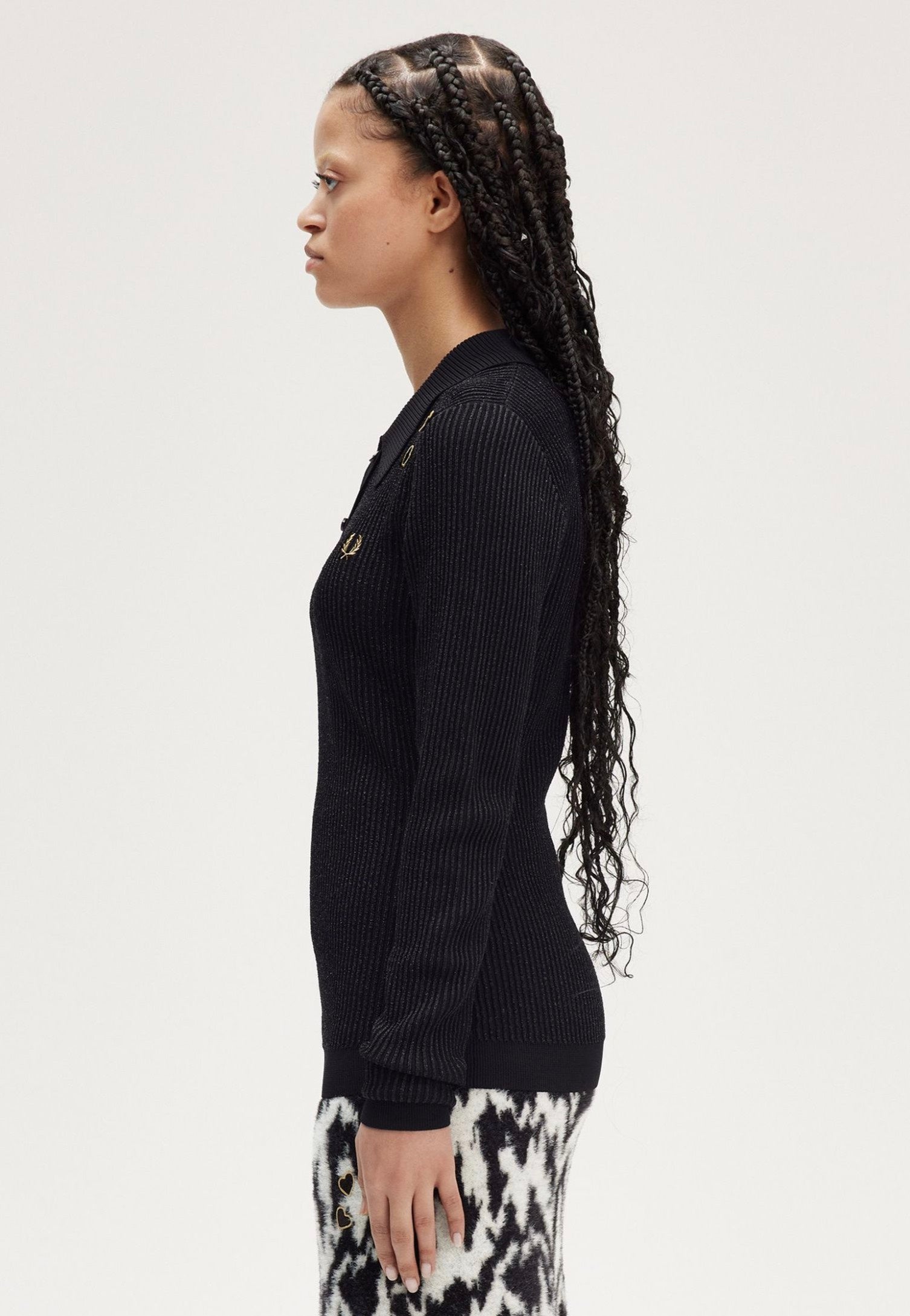 Fred Perry x Amy Winehouse - Metallic Ribbed Knitted Black - Longsleeve | Women-Image