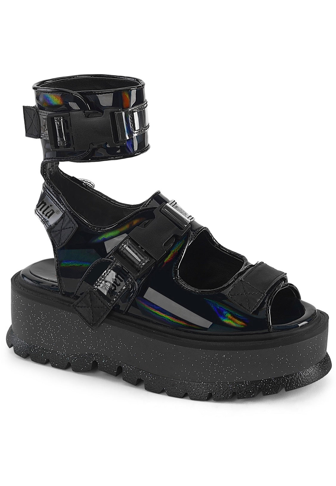 DemoniaCult - Slacker 15B Black Holo Pat - Girl Sandals | Women-Image