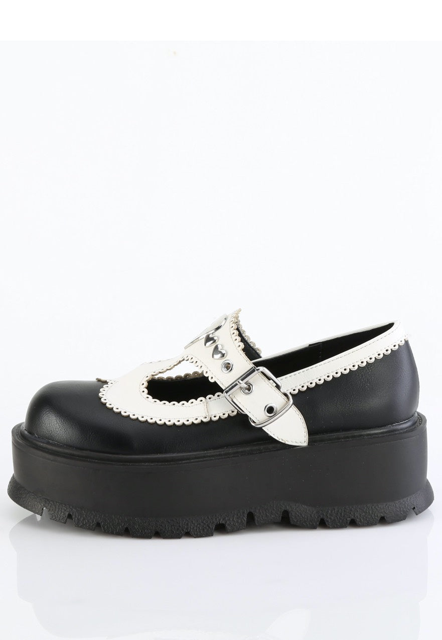 DemoniaCult - Slacker 23 Black/White Vegan Leather - Girl Sandals | Women-Image