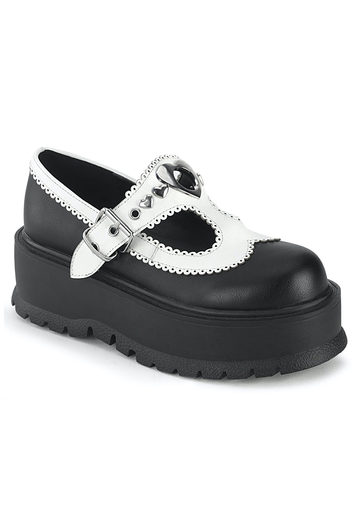 DemoniaCult - Slacker 23 Black/White Vegan Leather - Girl Sandals | Women-Image