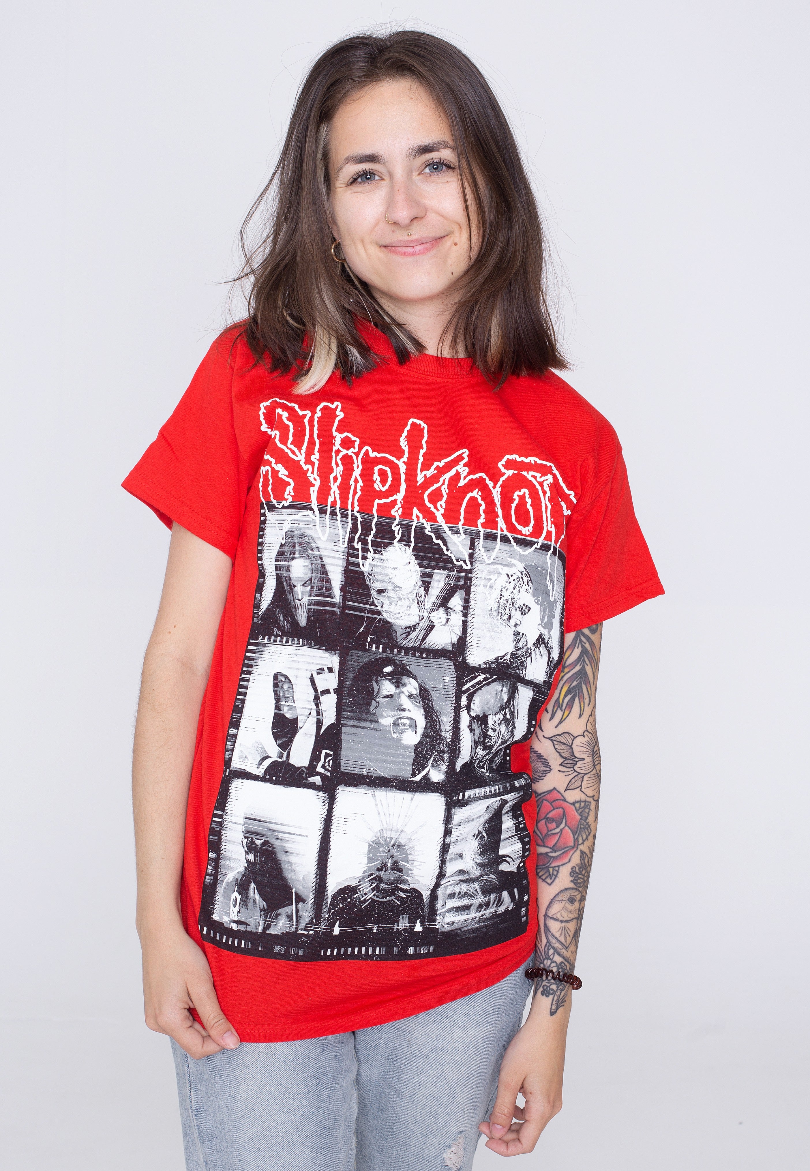 Slipknot - Grid Photo Red - T-Shirt | Women-Image