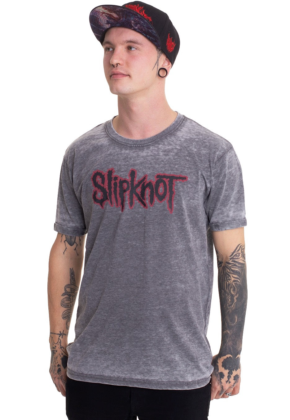 Slipknot - Red Logo Burnout Grey - T-Shirt | Men-Image