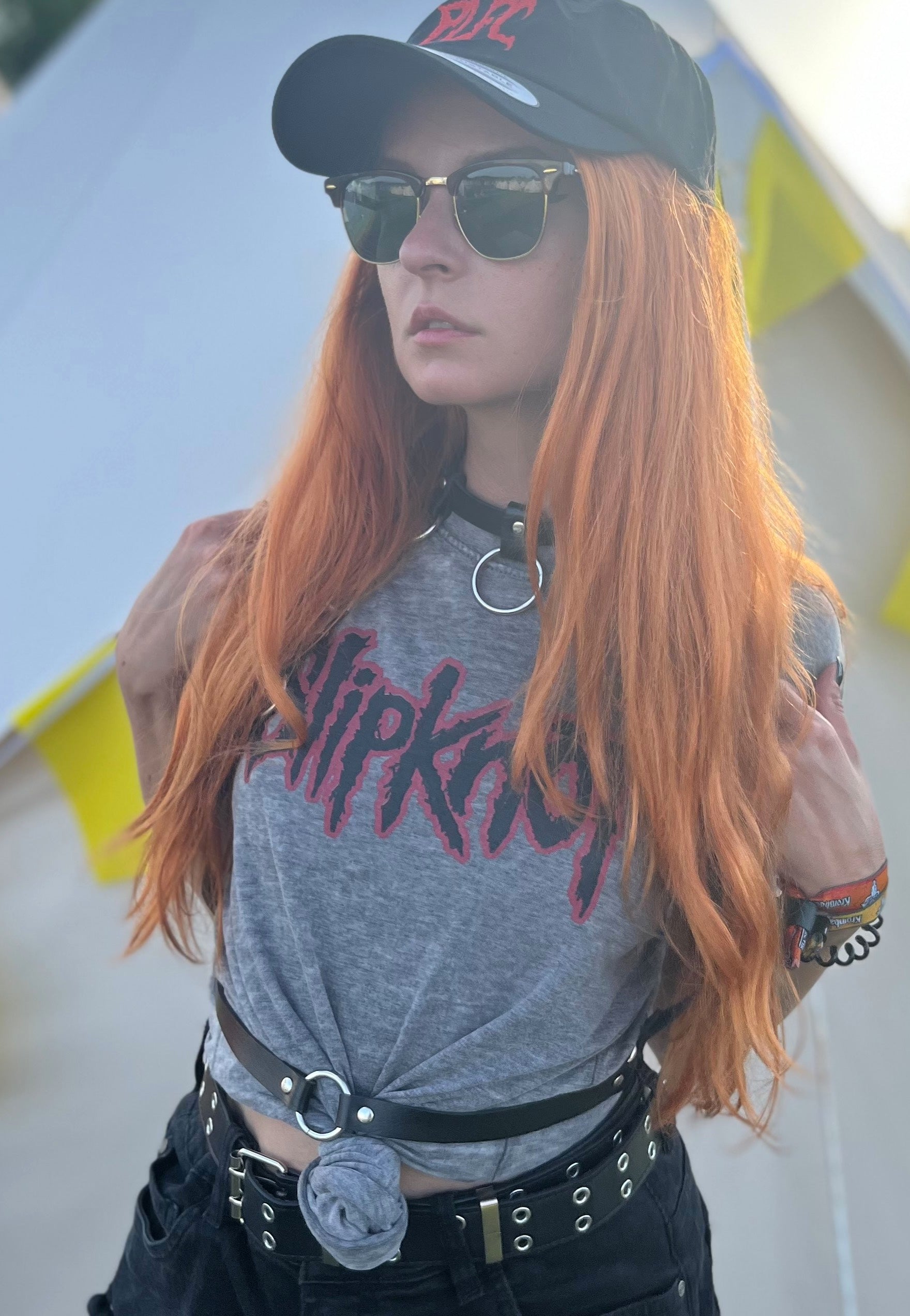 Slipknot - Red Logo Burnout Grey - T-Shirt | Women-Image