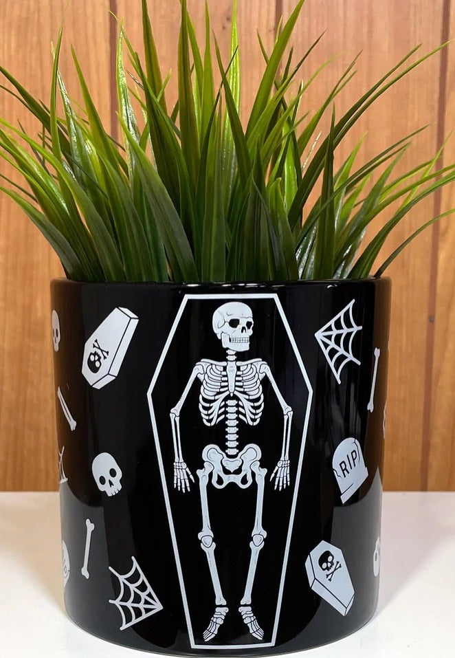 Sourpuss Clothing - Skeleton Black - Plant Container | Neutral-Image