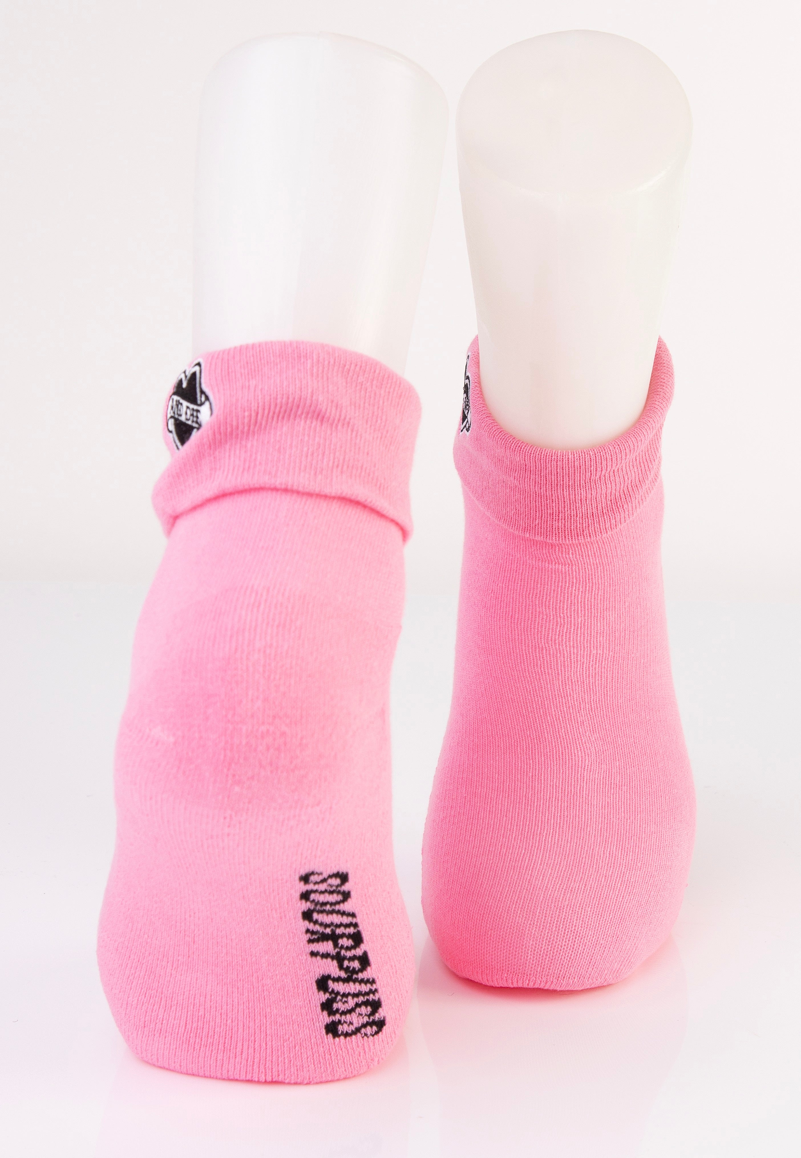 Sourpuss Clothing - F*Ck Off & Die Embroidered Cuff Pink - Socks | Neutral-Image