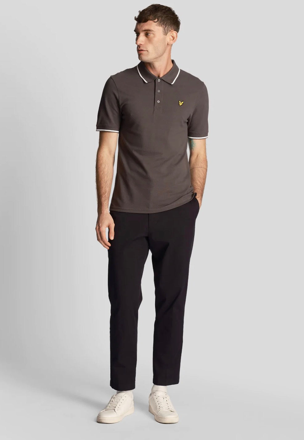 Lyle & Scott - Tipped Gun Metal/White - Polo | Men-Image