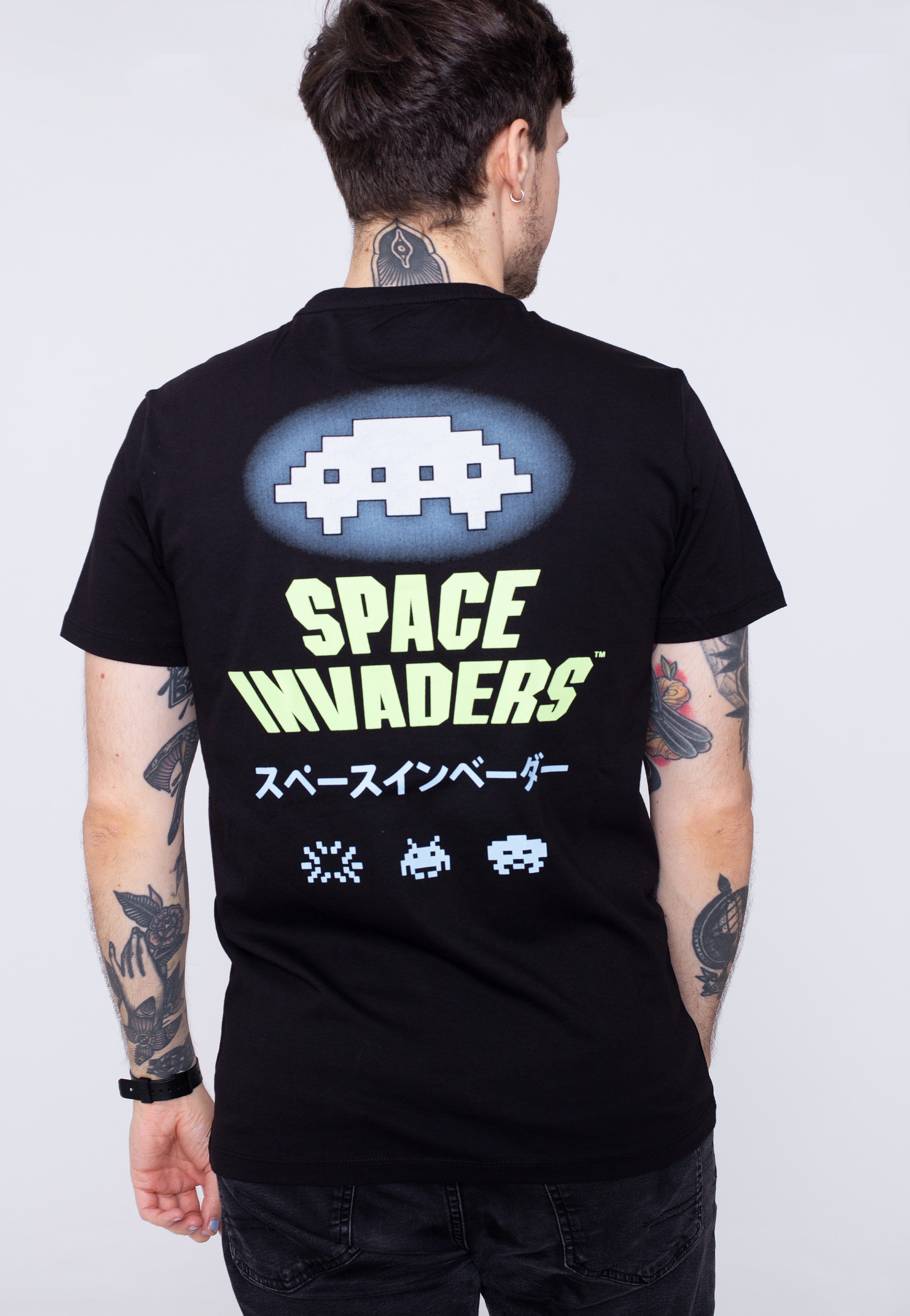 Space Invaders - Japanese Text Back Print - T-Shirt | Men-Image