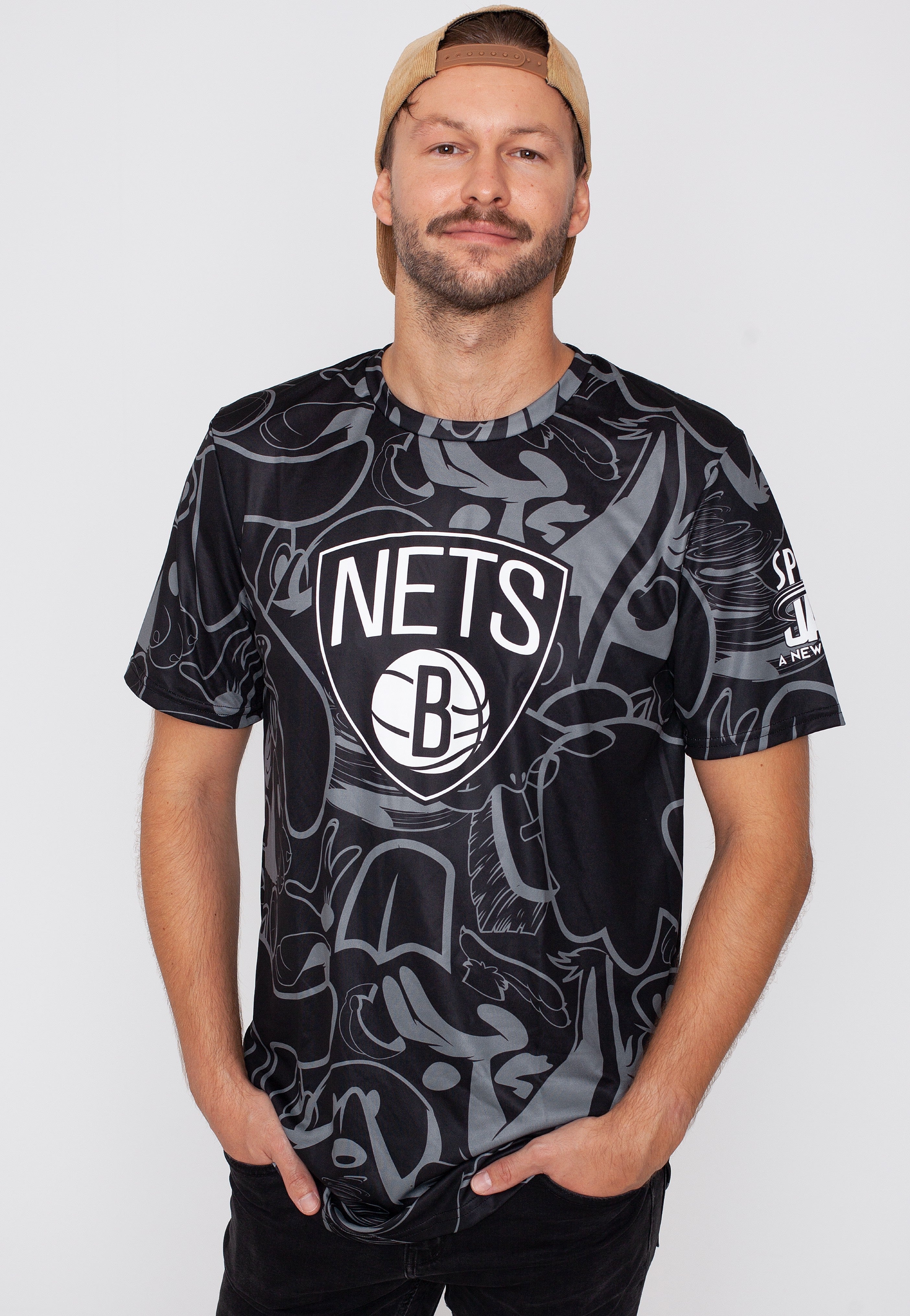 Space Jam - Brooklyn Nets: Team In The Paint Grey - T-Shirt | Men-Image