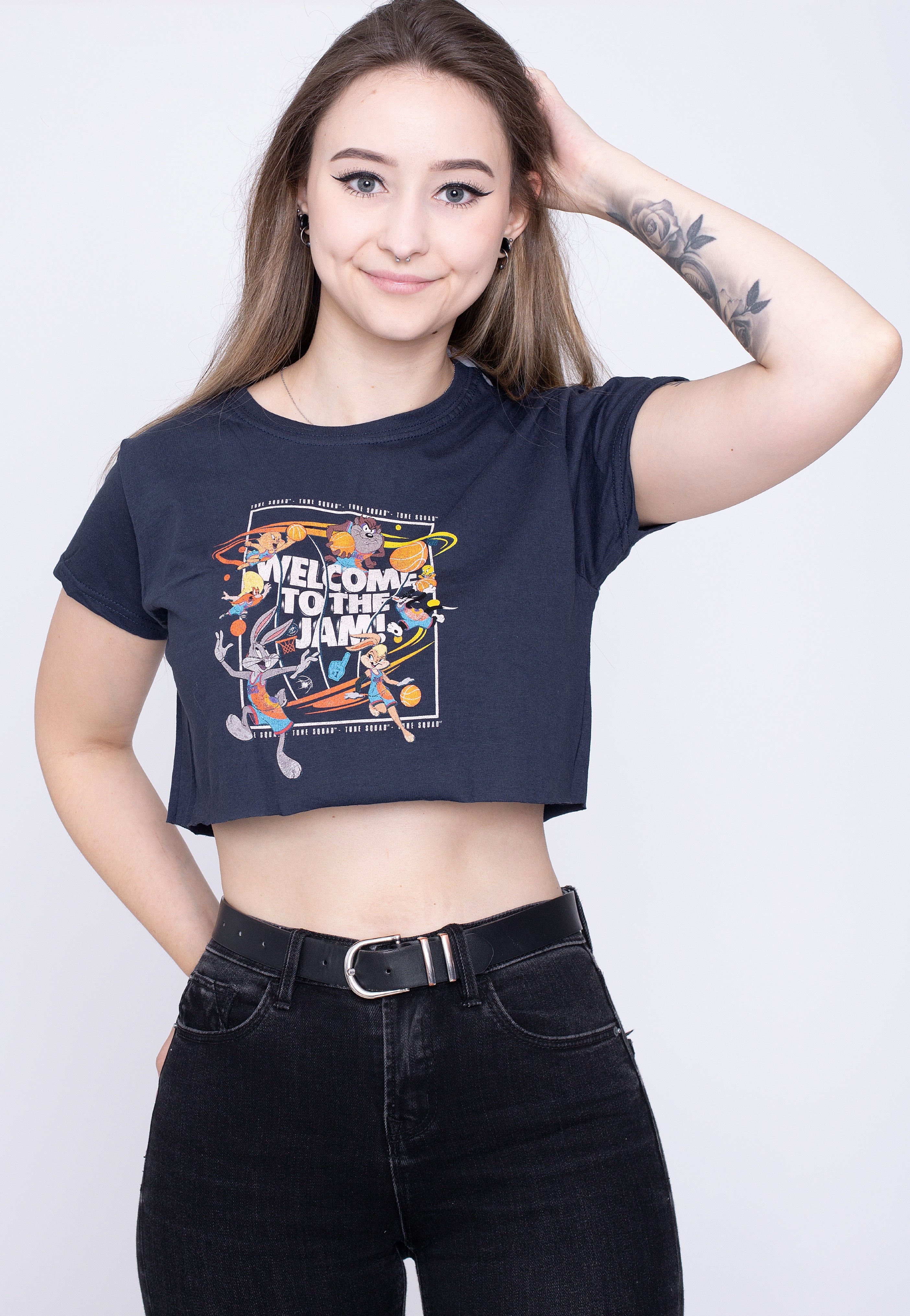 Space Jam - Welcome To The Jam Cropped Navy - Girly | Women-Image