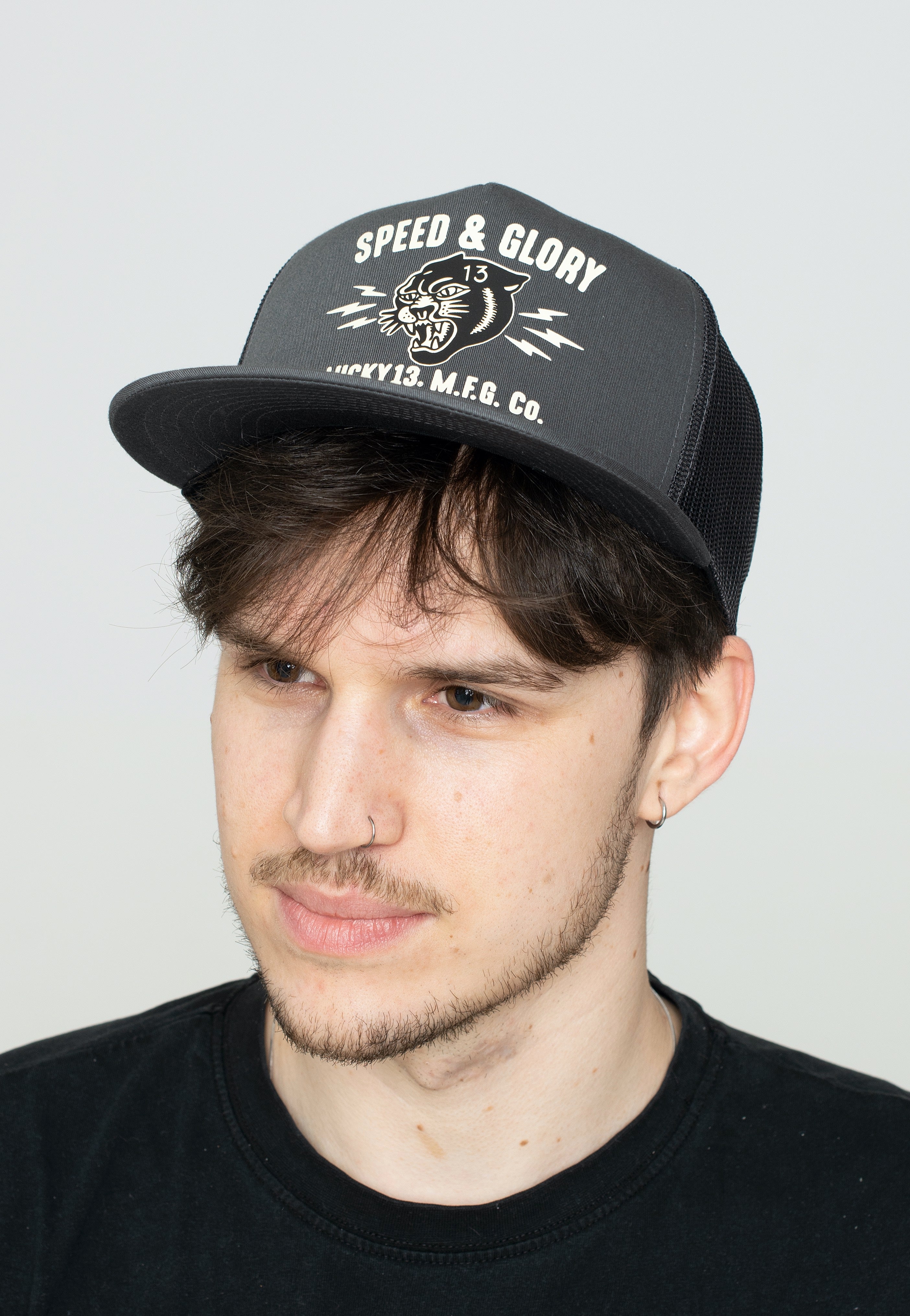 Lucky 13 - LCSB5PA 28 The Panther Head Poplin Mesh Charcoal - Cap | Neutral-Image