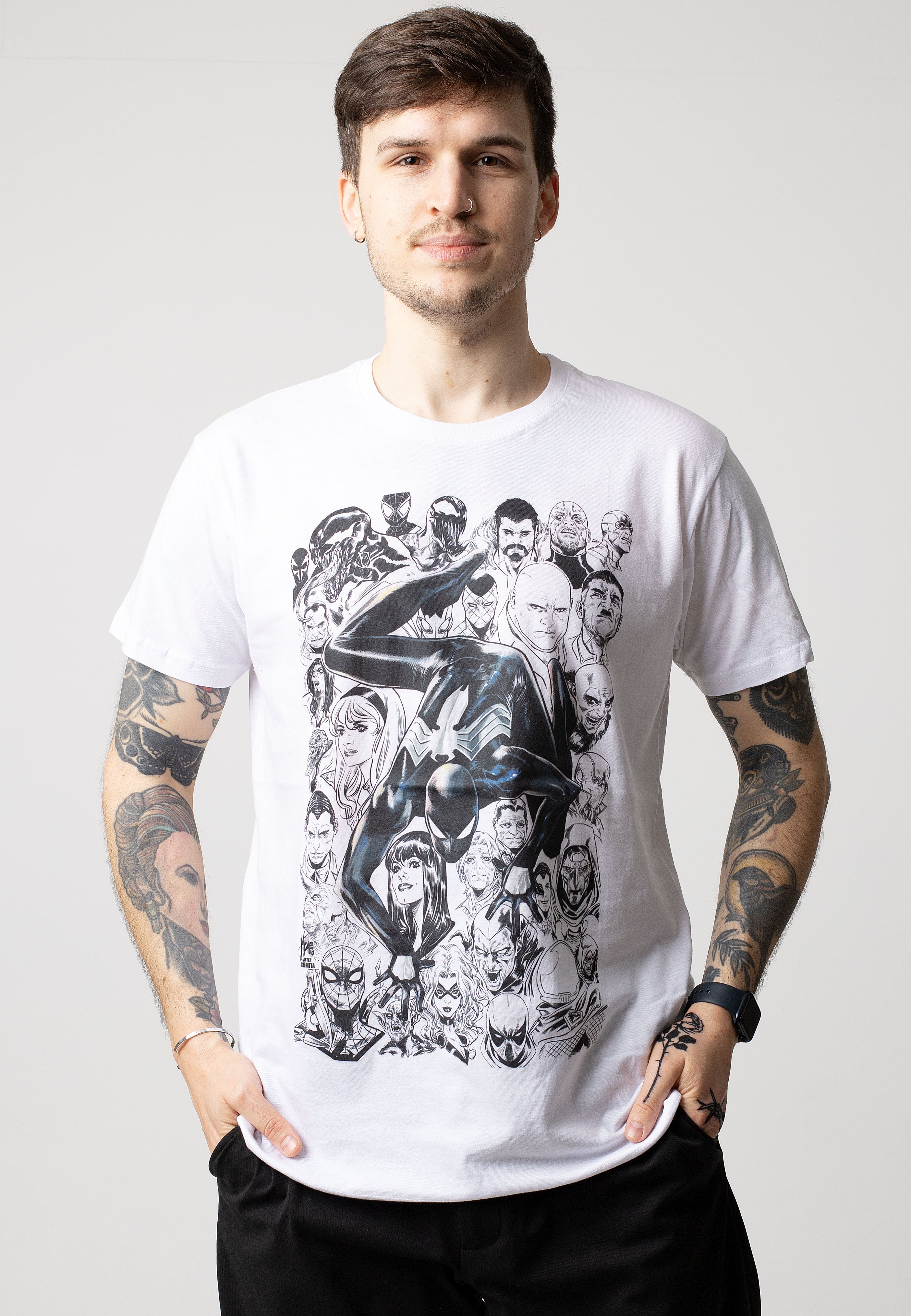 Spider-Man - Black Suit Spider White - T-Shirt | Men-Image