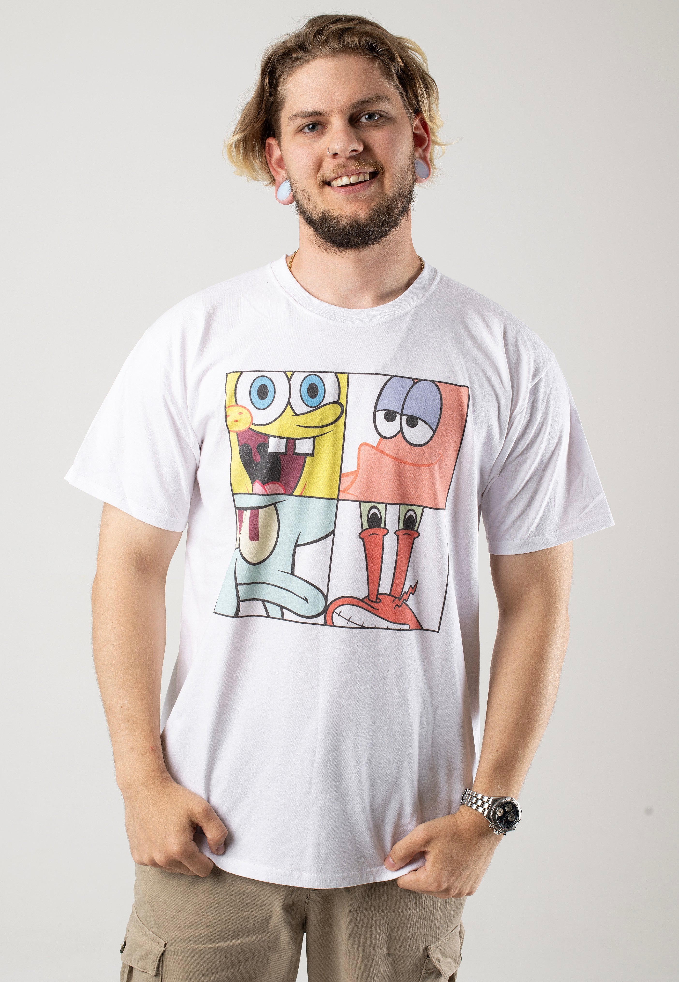 SpongeBob SquarePants - 4 Square Close White - T-Shirt | Men-Image