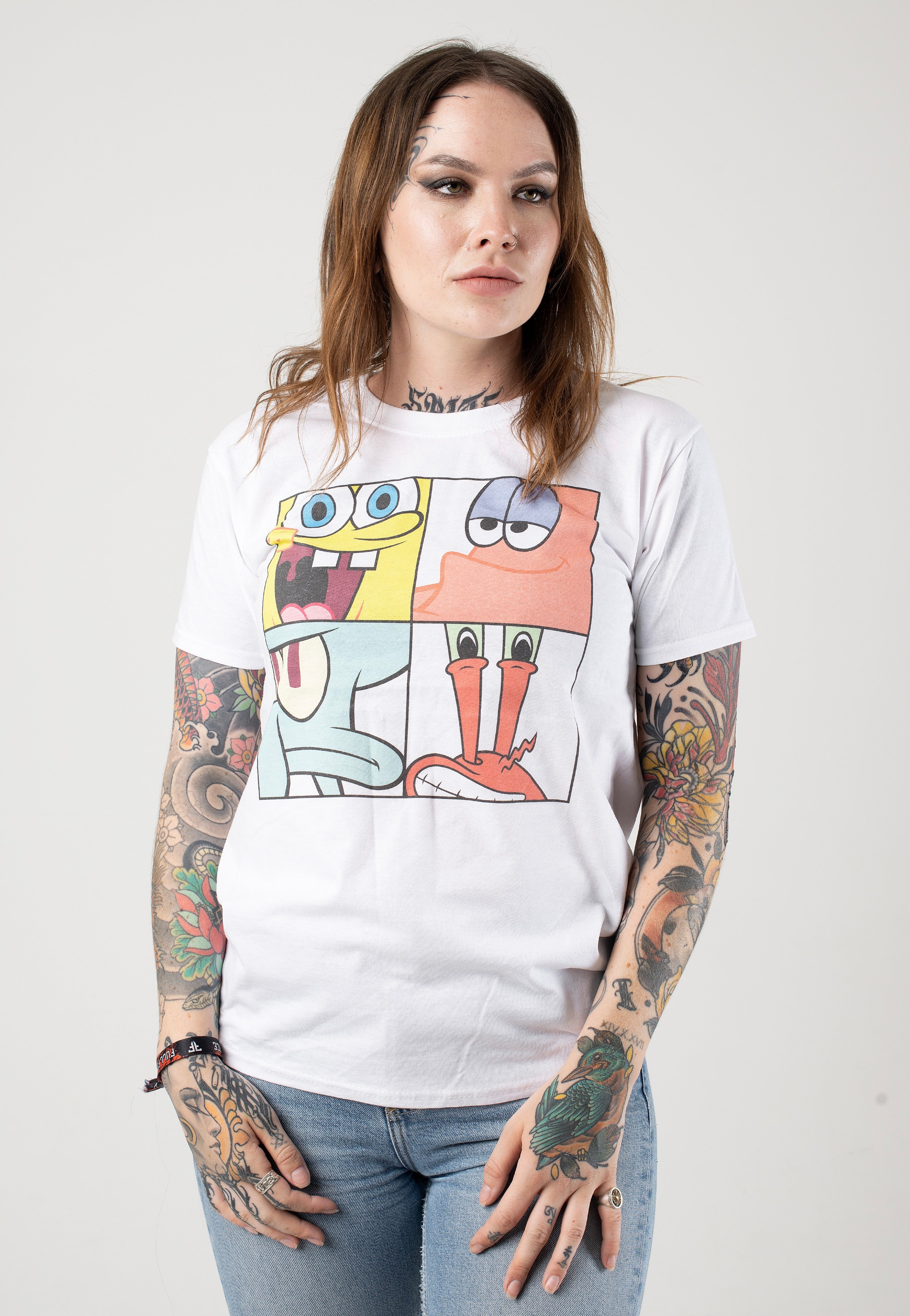 SpongeBob SquarePants - 4 Square Close White - T-Shirt | Women-Image