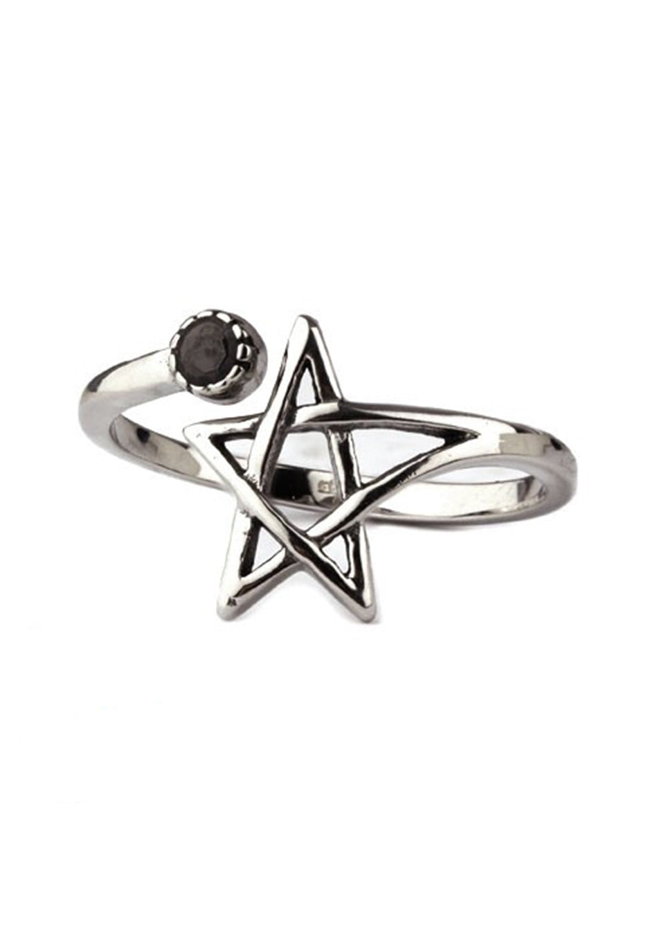 etNox - Pentagramm Zirconia Black Silver - Ring | Neutral-Image