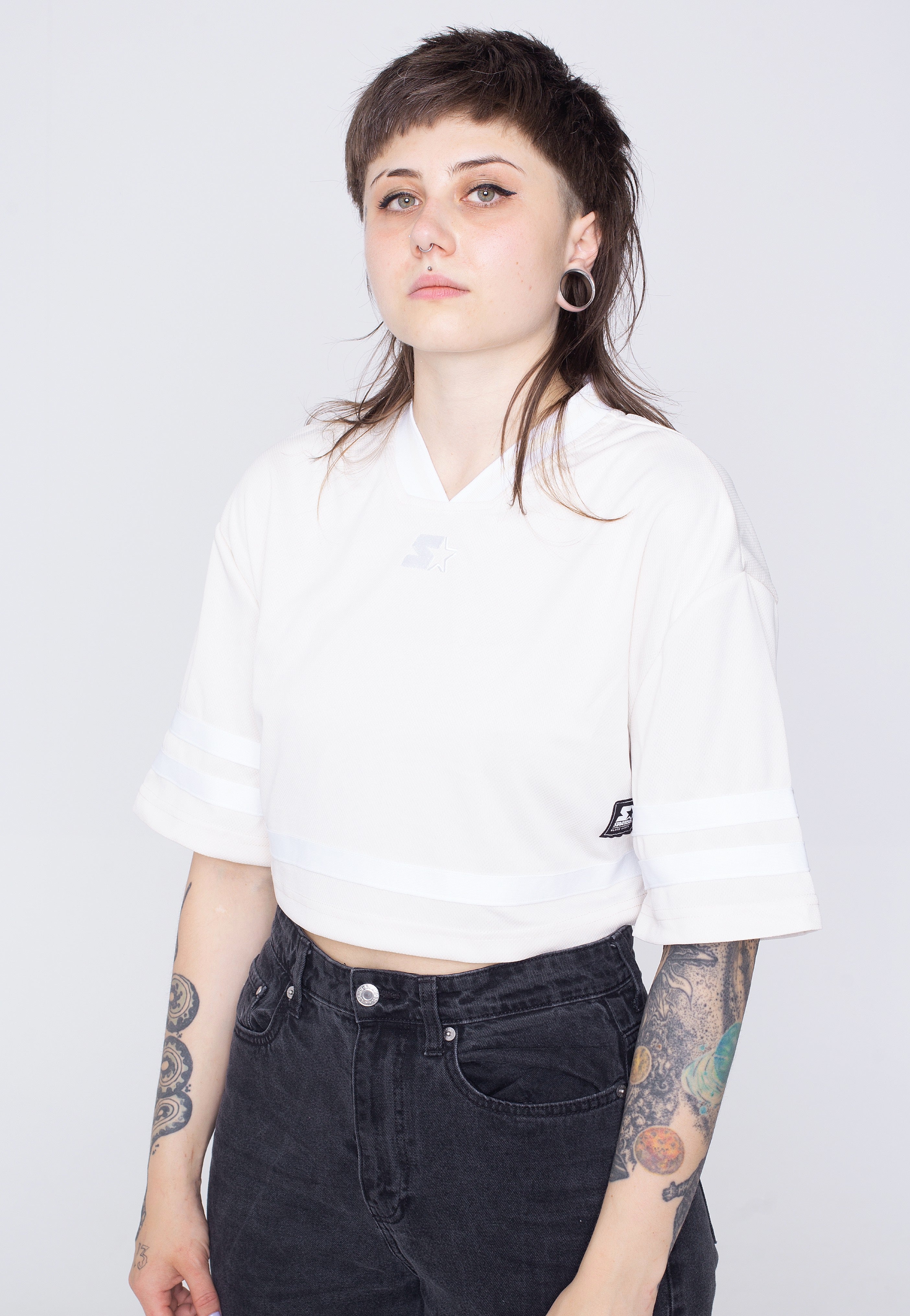 Starter - Ladies Cropped Mesh Jersey Palewhite/White - T-Shirt | Women-Image