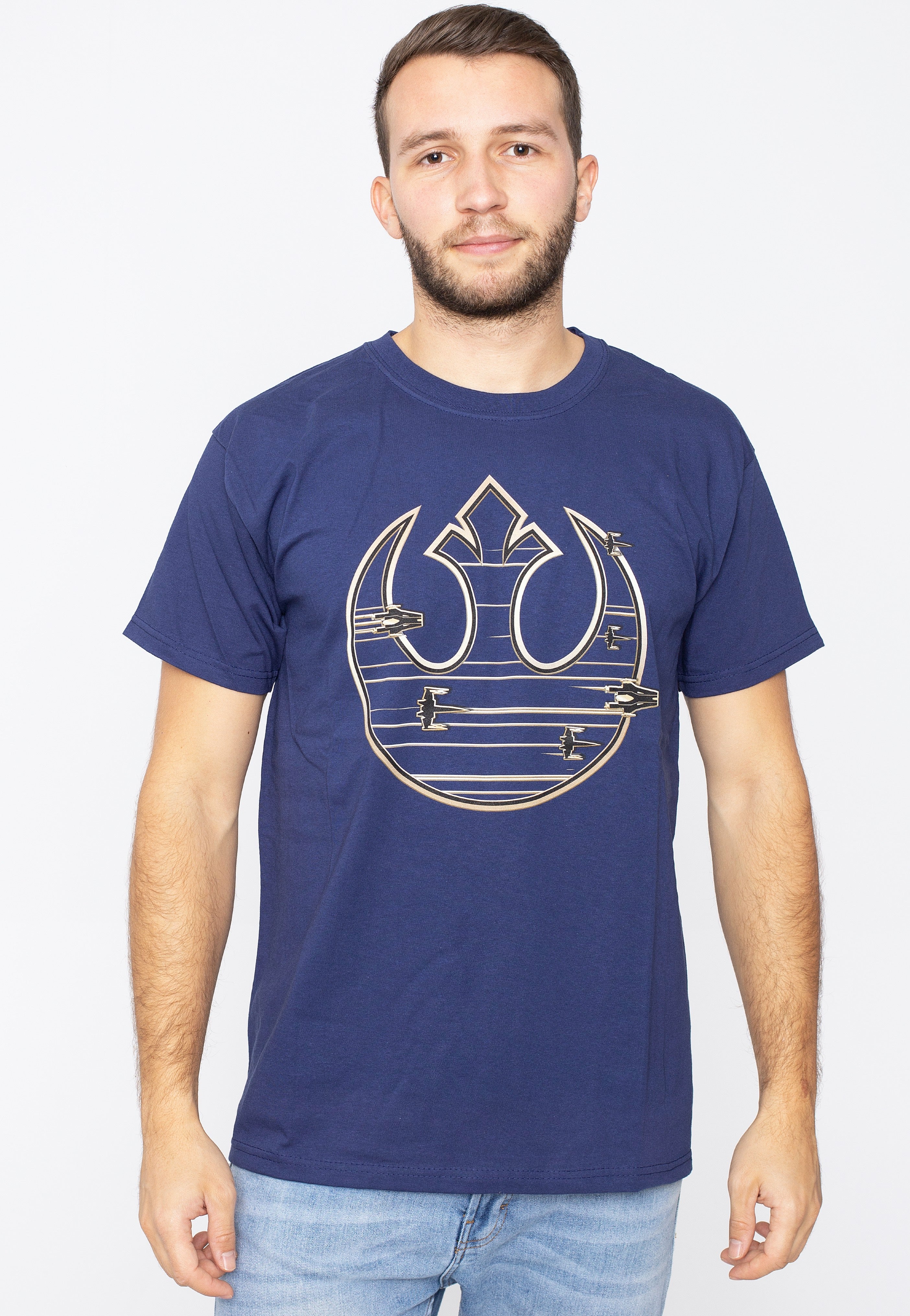 Star Wars - Gold Rebel Logo Navy - T-Shirt | Men-Image