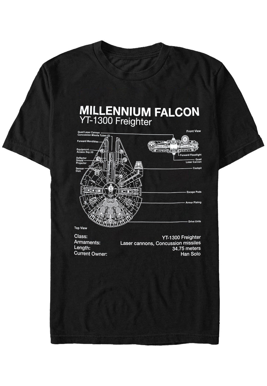 Star Wars - Millenium Falcon Sketch - T-Shirt | Neutral-Image