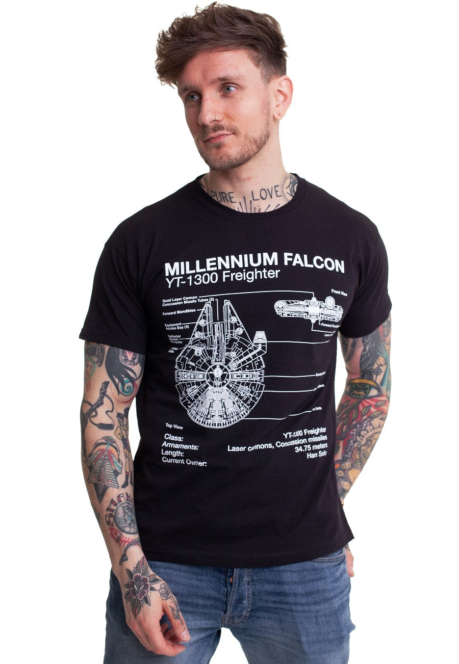 Star Wars - Millenium Falcon Sketch - T-Shirt | Men-Image