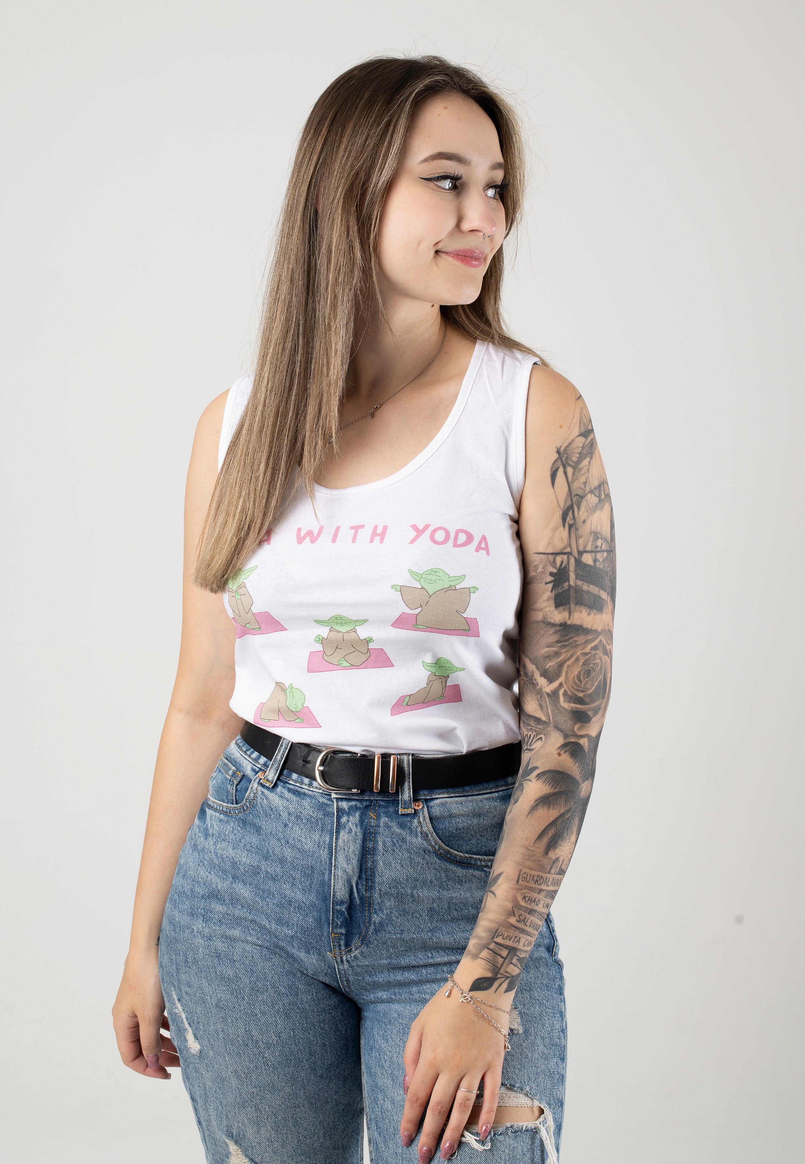 Star Wars - Yoga With Yoda White - Tank | Women-Image