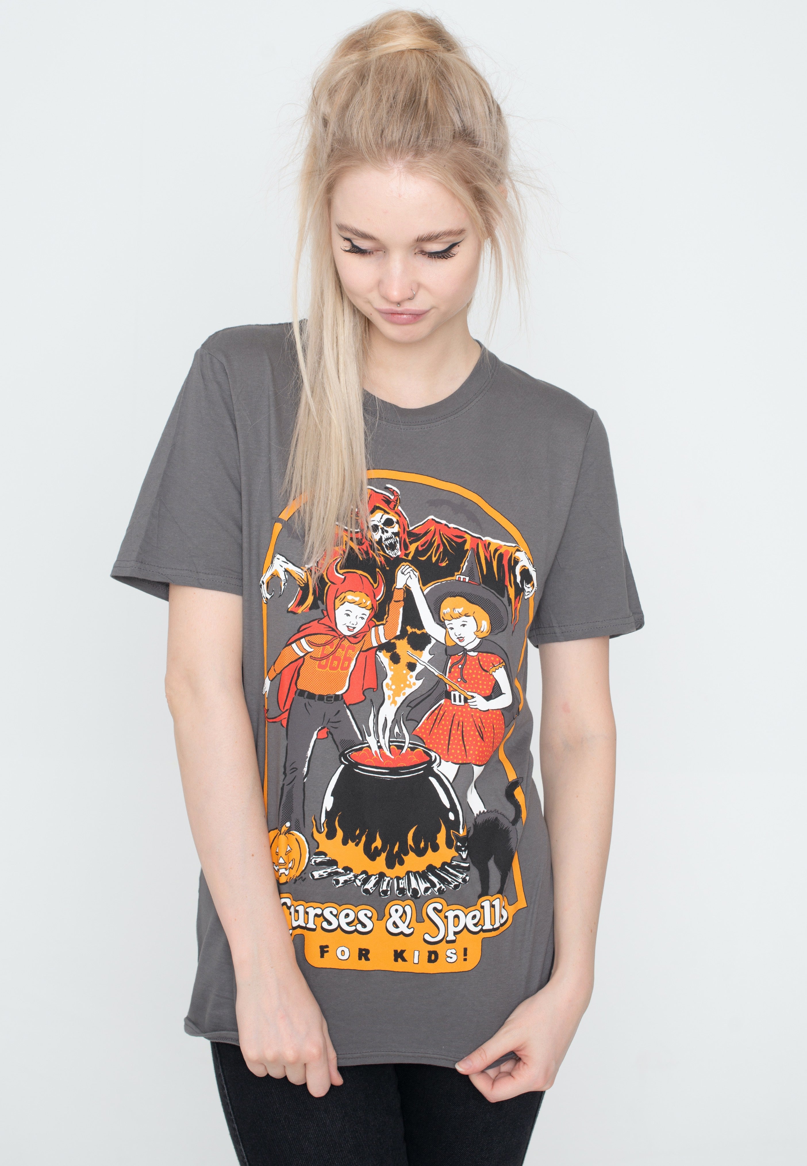 Steven Rhodes - Curses & Spells Charcoal - T-Shirt | Women-Image