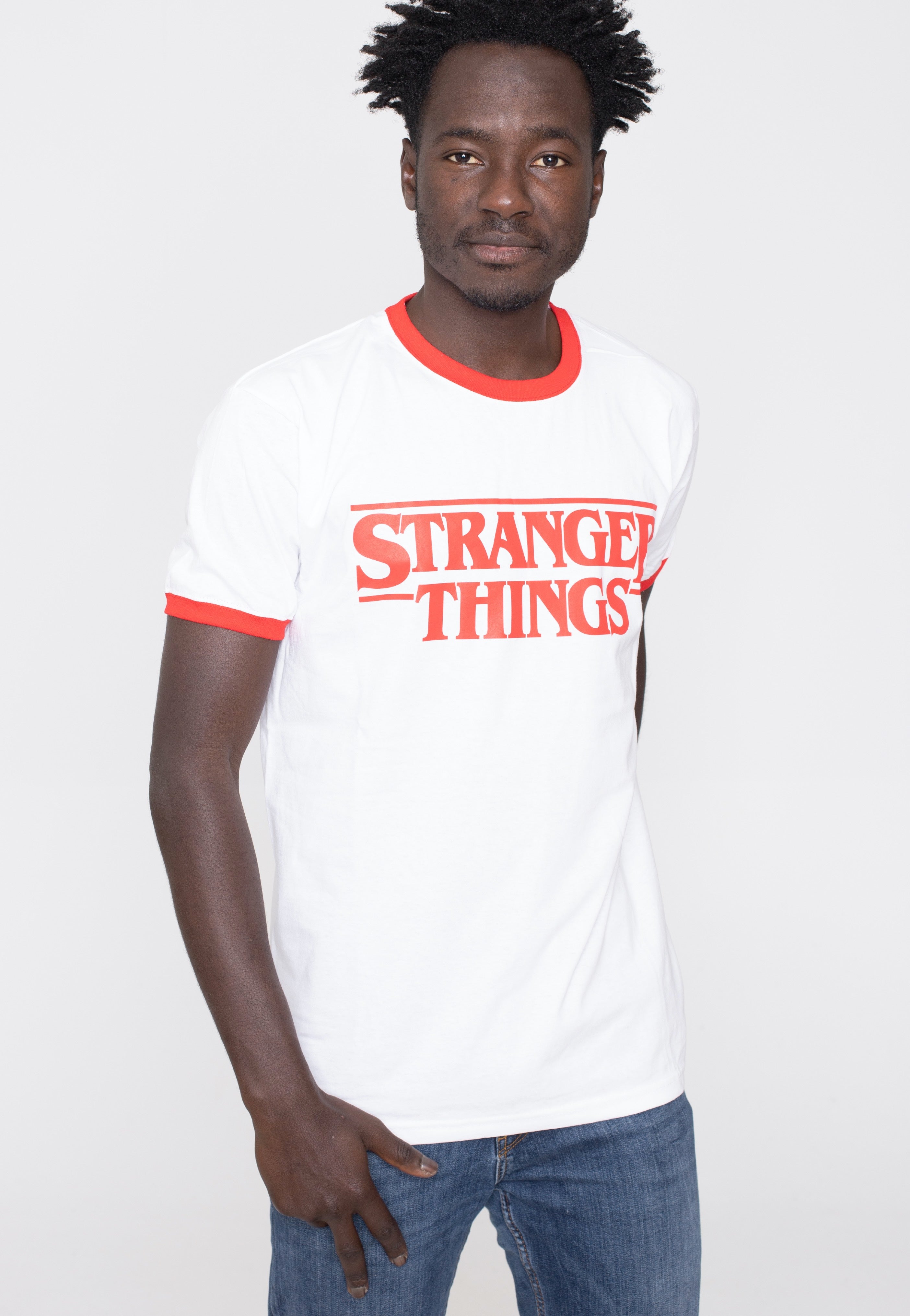 Stranger Things - Logo Ringer White - T-Shirt | Men-Image