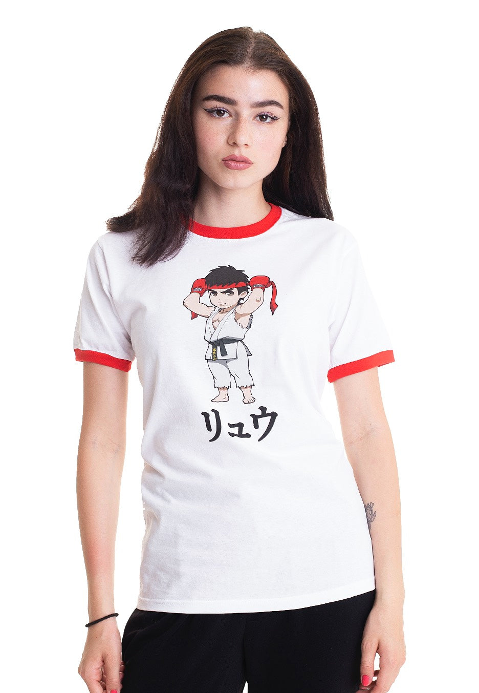 Street Fighter - Chibi Ryu Ringer White - T-Shirt | Women-Image