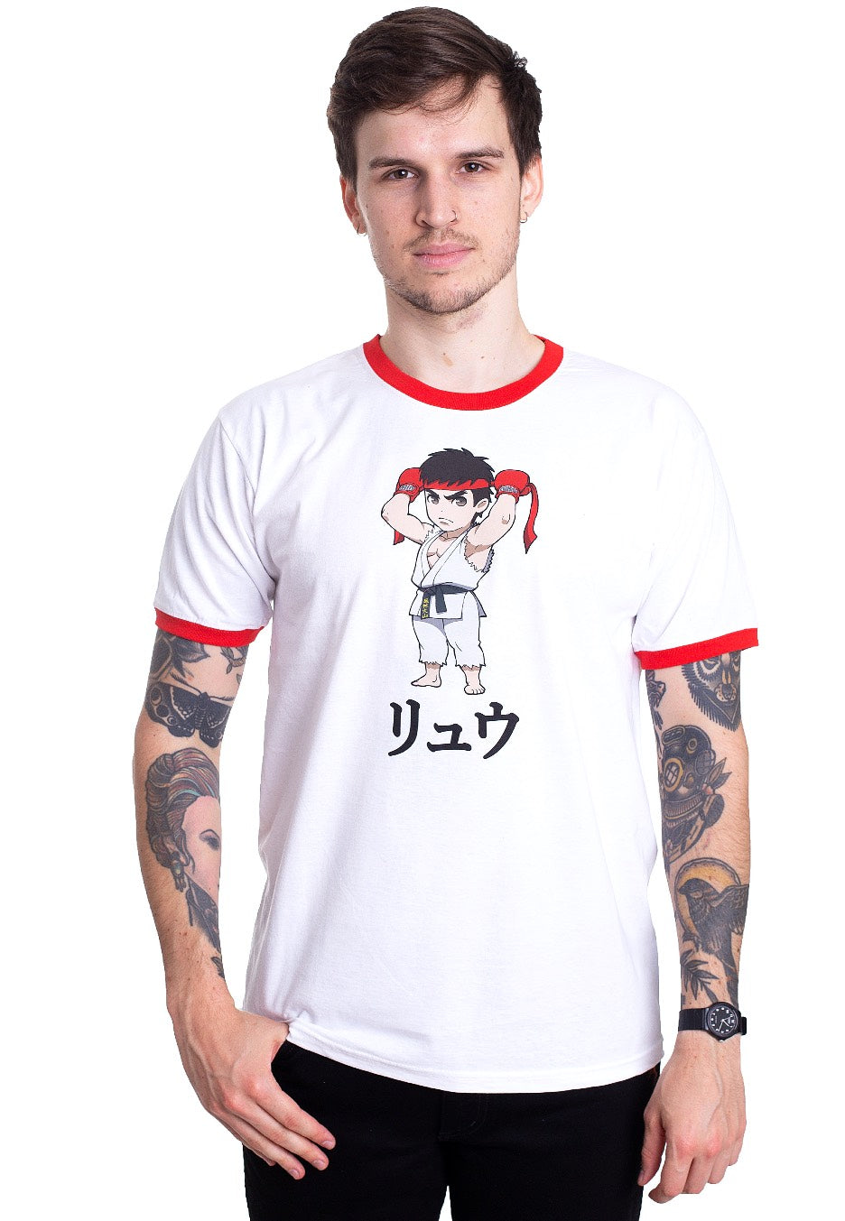 Street Fighter - Chibi Ryu Ringer White - T-Shirt | Men-Image