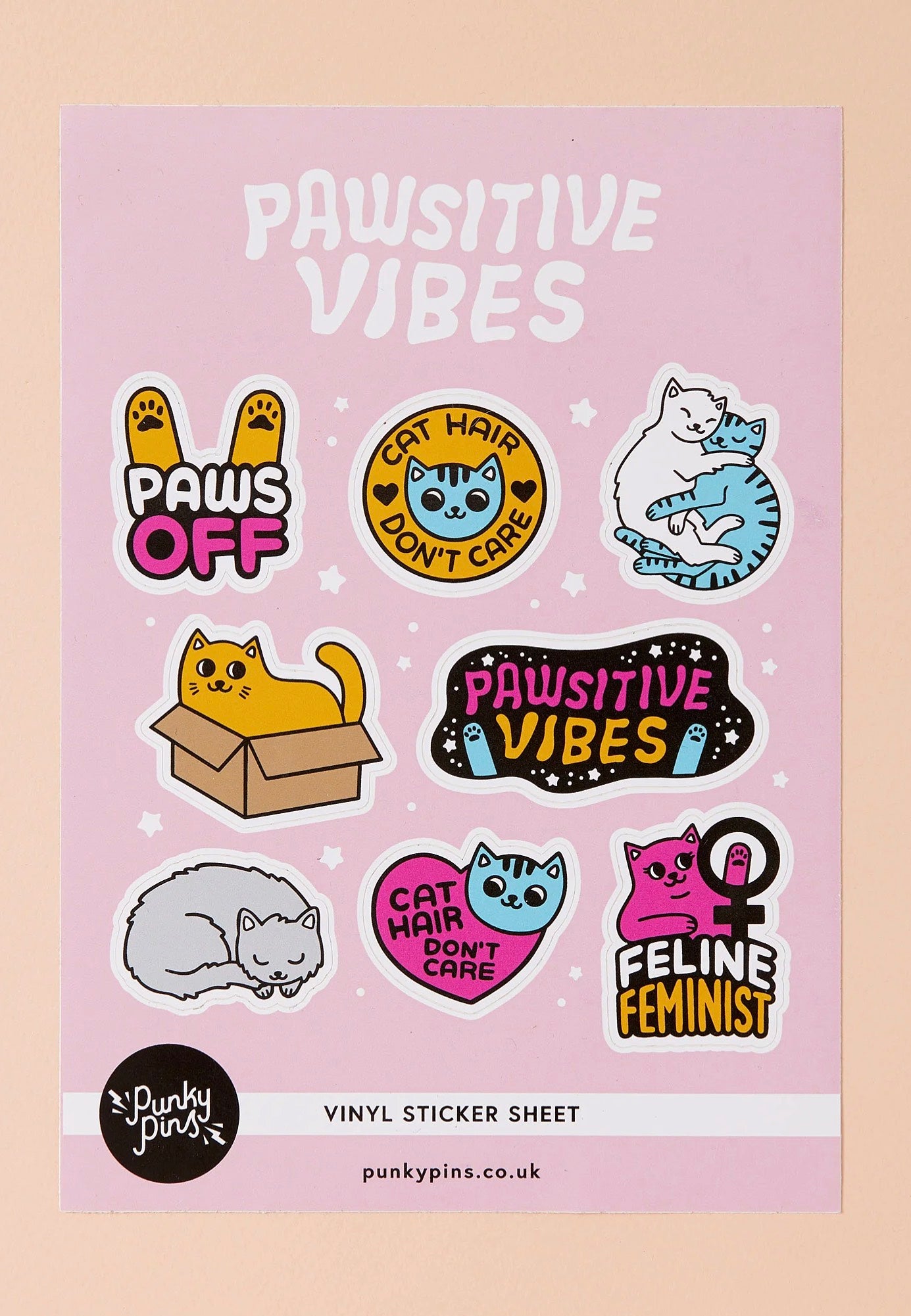 Punky Pins - Pawsitive Vibes Cats Sheet A5 - Sticker | Neutral-Image