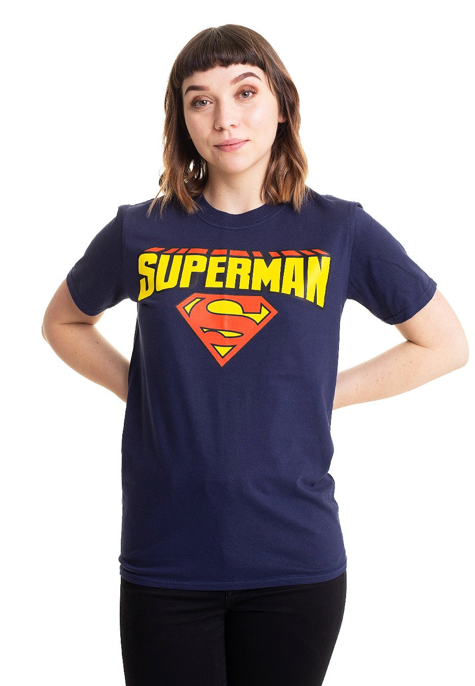 Superman - Blockletter Logo Blue - T-Shirt | Women-Image