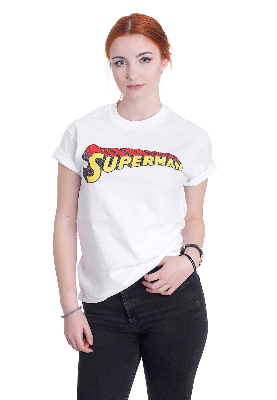 Superman - Telescopic Crackle Logo White - T-Shirt | Women-Image