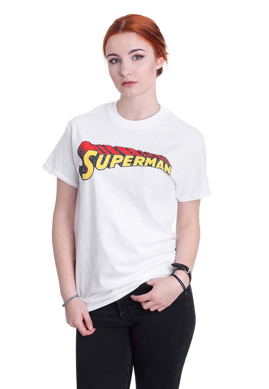 Superman - Telescopic Crackle Logo White - T-Shirt | Women-Image