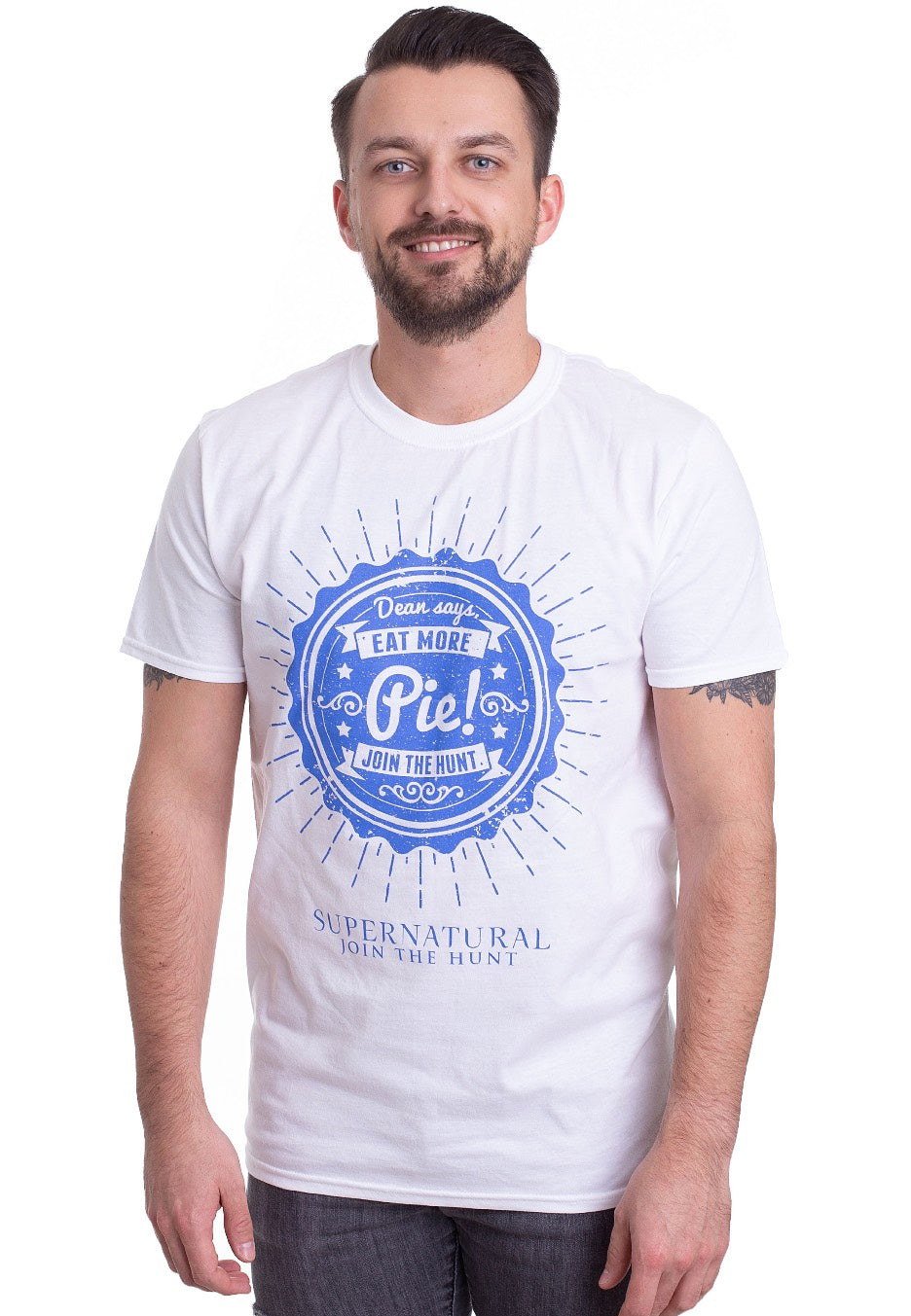 Supernatural - Eat More Pie! White - T-Shirt | Men-Image