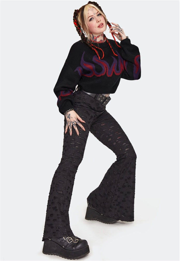 Jawbreaker - Dark Flame Chunky Cropped Black - Pullover | Women-Image